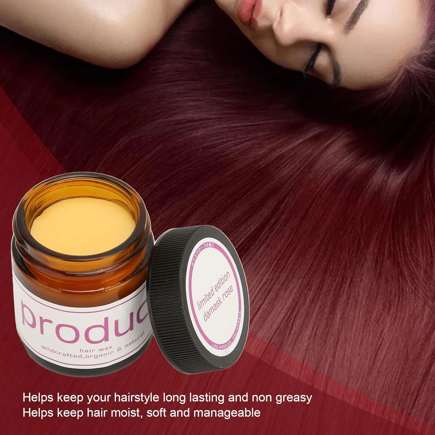 واکس مو با رایحه گل رز، واکس حالت دهنده موی ارگانیک، واکس مغذی مو، واکس حالت دهنده مو برایCosplay، غیر چرب، مناسب برای انواع مو، کرم حالت دهنده فوری مو، پماد مو