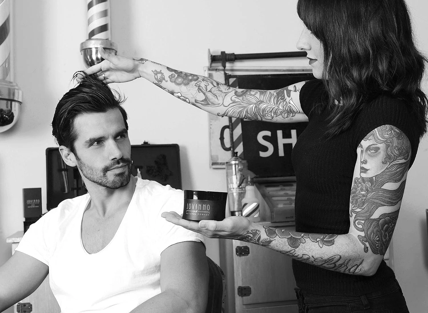 پماد/واکس موی طبیعی ممتاز جووینو - فرمول شفاف و غلیظ با نگهداری متوسط تا قوی پماد/واکس موی طبیعی ممتاز جووینو - فرمول شفاف و غلیظ با نگهداری متوسط تا قوی