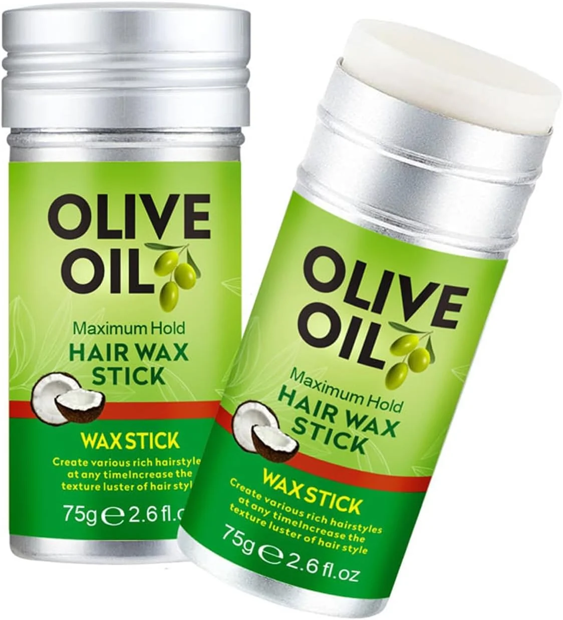 استیک واکس مو روغن زیتون KASTWAVE، 2 عدد ژل پماد صاف کننده، ماندگاری طولانی، بدون چربی، واکس حالت دهنده برای کلاه گیس های صاف، برای موهای وز و موخوره