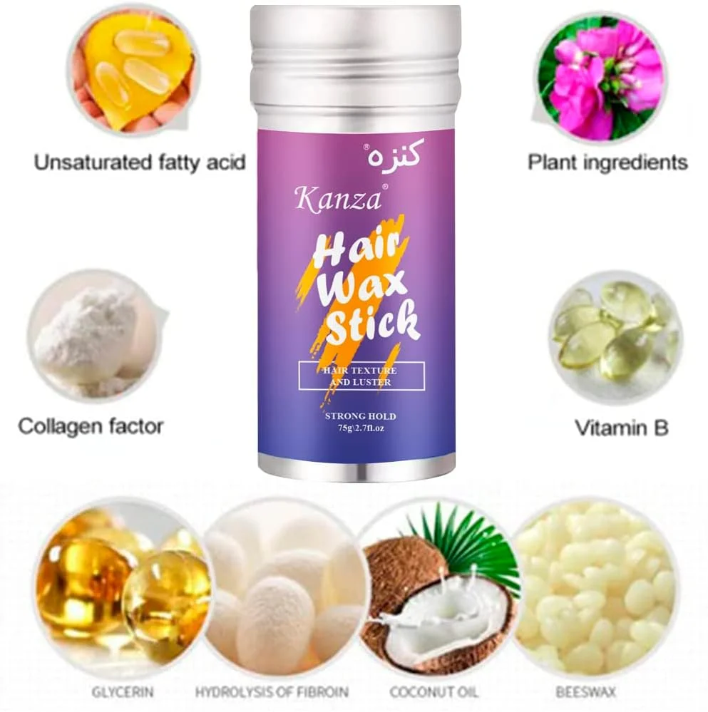 کانزا - استیک واکس مو برای بافت و درخشش بهتر مو | واکس حالت دهنده مو، کرم فینیشینگ موهای خرده، استیک صاف کننده مو | استیک پماد مو برای آقایان و بانوان | 75 گرم