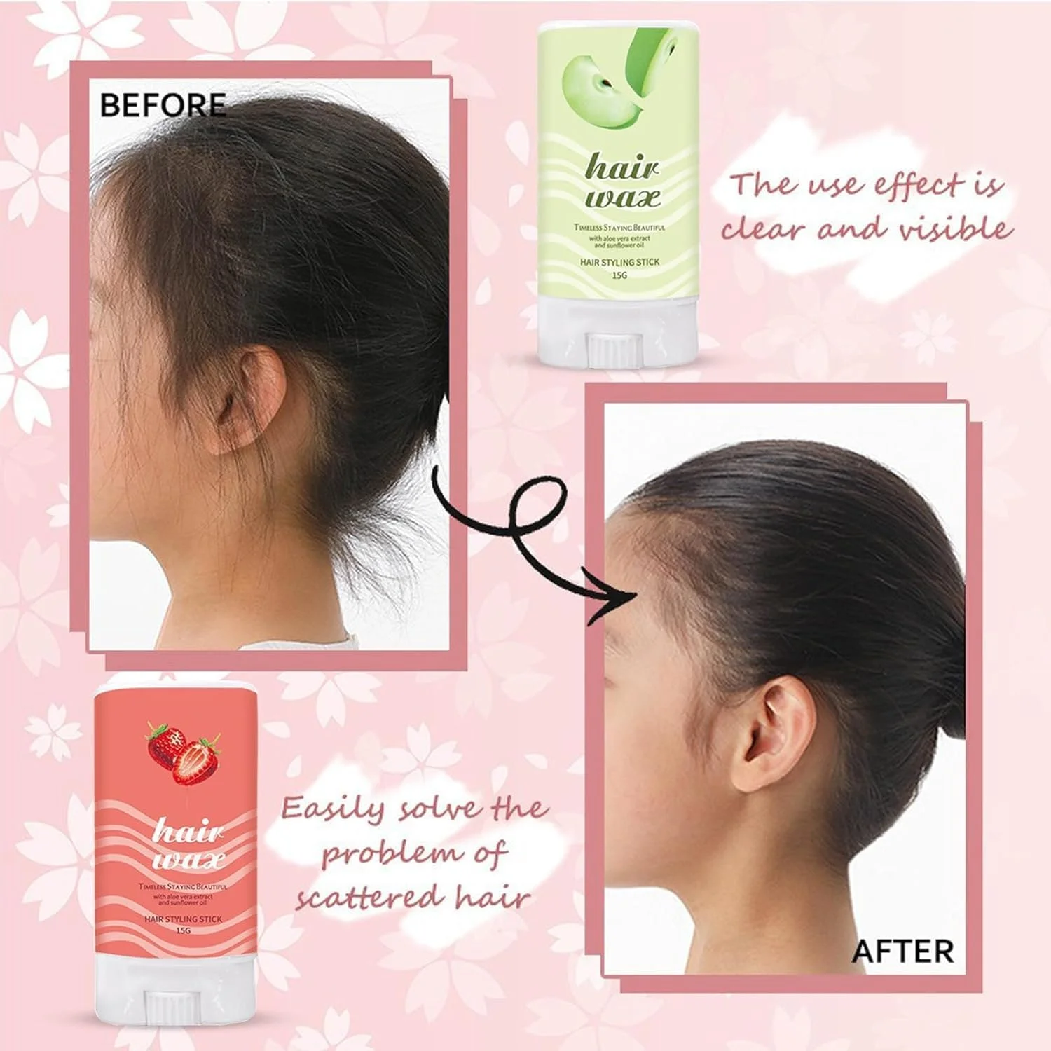 استیک واکس مو KASTWAVE برای کنترل موهای وز و خرده مو، پماد مو میوه ای ضد وز و غیر چرب، ست ژل حالت دهنده سریع برای صاف کردن کلاه گیس مو برای زنان