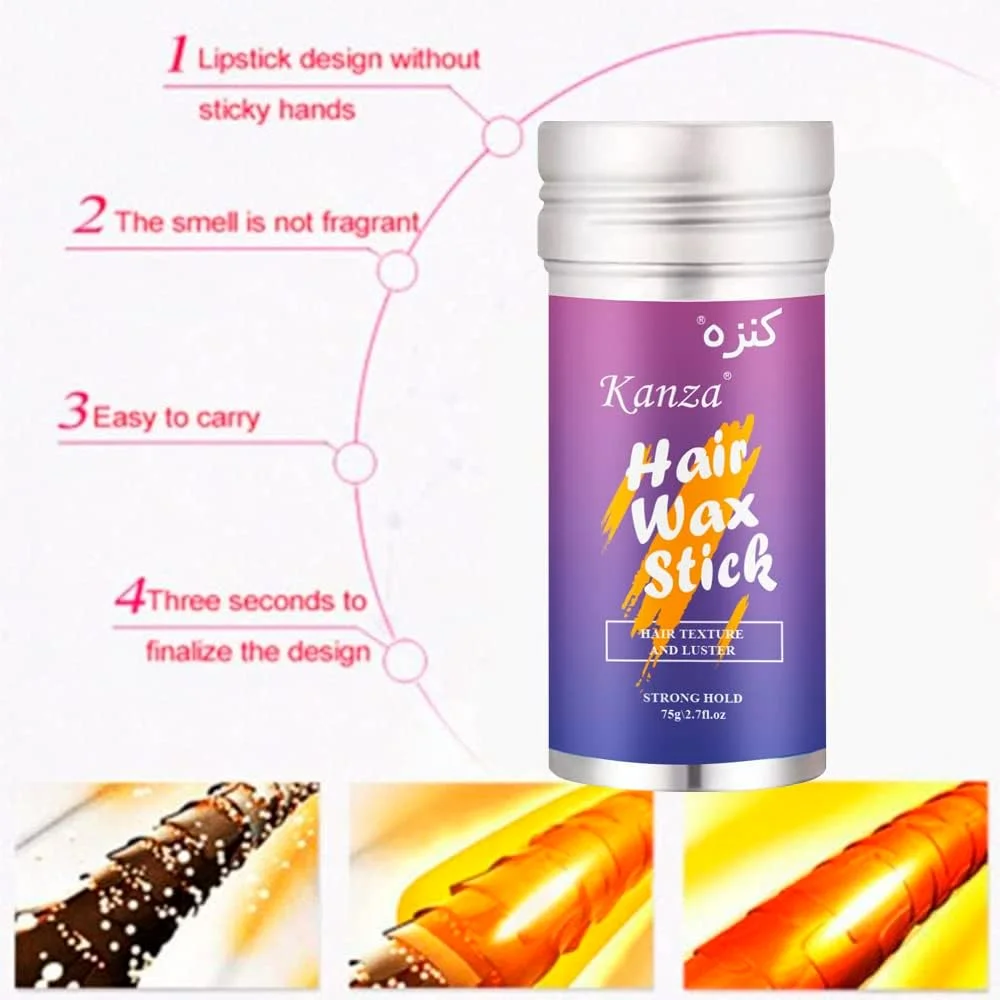 کانزا - استیک واکس مو برای بافت و درخشش بهتر مو | واکس حالت دهنده مو، کرم فینیشینگ موهای خرده، استیک صاف کننده مو | استیک پماد مو برای آقایان و بانوان | 75 گرم