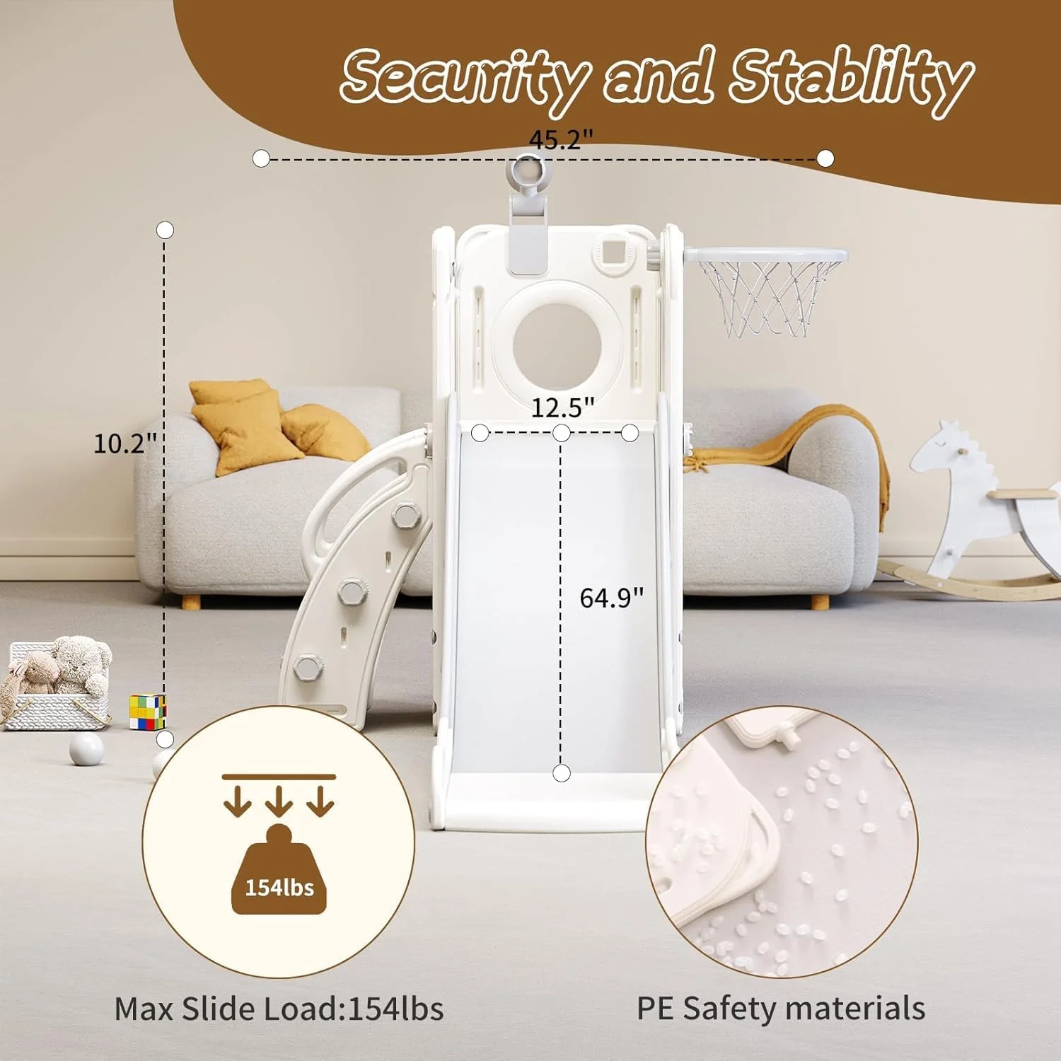 سرسره کودک 6 در 1 SOOFAM مناسب کودکان 1 تا 6 سال، سرسره و صخره نوردی کودک برای زمین بازی سرپوشیده و فضای باز با حلقه بسکتبال، فضای ذخیره سازی و تلسکوپ، سرسره L شکل برای مجموعه بازی صخره نوردی کودک (سفید) سرسره کودک 6 در 1 SOOFAM مناسب کودکان 1 تا 6 سال، سرسره و صخره نوردی کودک برای زمین بازی سرپوشیده و فضای باز با حلقه بسکتبال، فضای ذخیره سازی و تلسکوپ، سرسره L شکل برای مجموعه بازی صخره نوردی کودک (سفید)