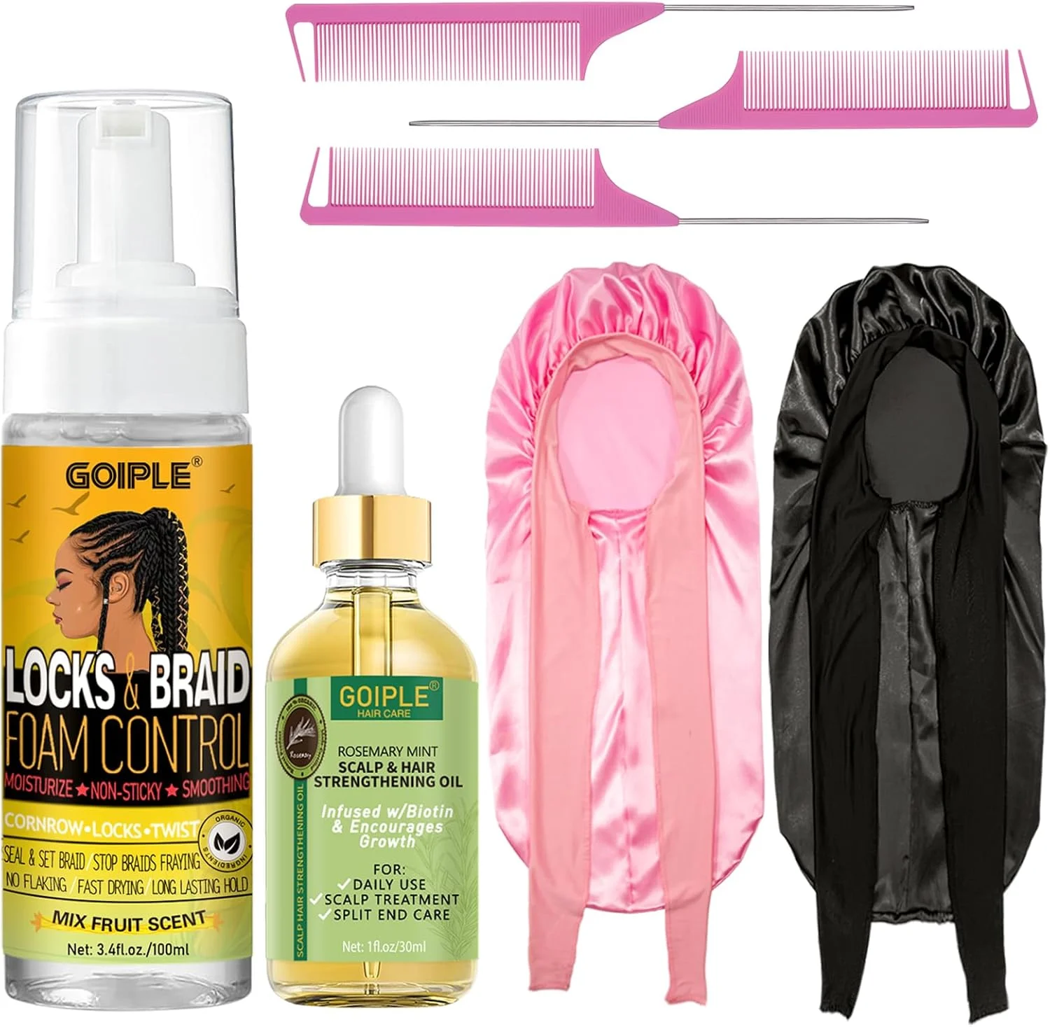 موس کنترل فوم بافت برای بافت ها، تاب ها، لاکس - بدون پوسته پوسته شدن، موس مرطوب کننده با روغن رزماری برای رشد مو - استفاده آسان با کلاه خواب