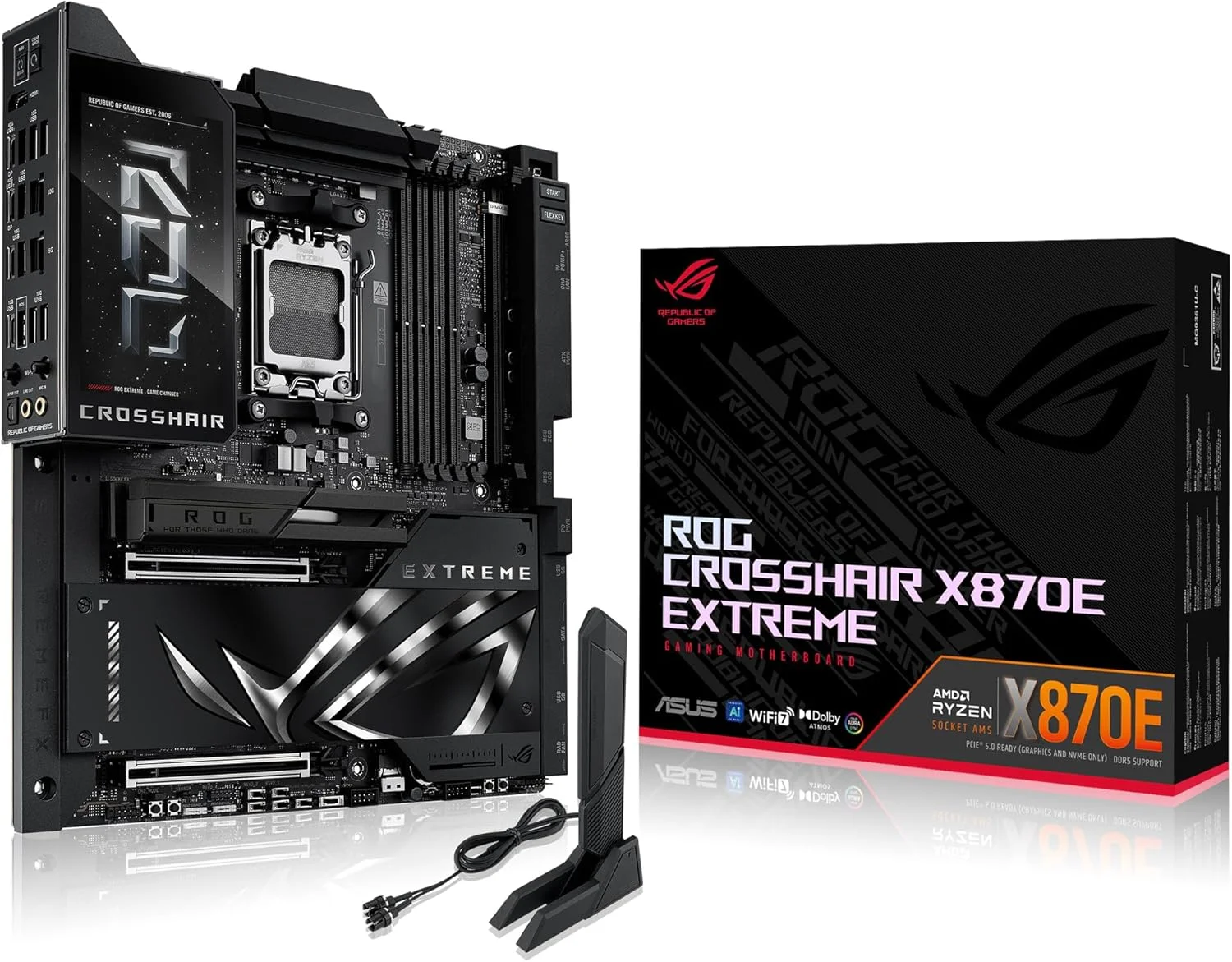 مادربرد گیمینگ ایسوس ROG Crosshair X870E Extreme سوکت AMD AM5 (Ryzen 9000، E-ATX، 3X PCIe 5.0، 2x PCIe 4.0، حافظه DDR 5، WiFi 7، اورکلاک هوش مصنوعی، PCIe Q Release، Aura Sync)