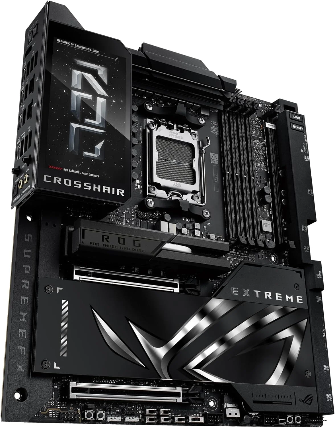 مادربرد گیمینگ ایسوس ROG Crosshair X870E Extreme سوکت AMD AM5 (Ryzen 9000، E-ATX، 3X PCIe 5.0، 2x PCIe 4.0، حافظه DDR 5، WiFi 7، اورکلاک هوش مصنوعی، PCIe Q Release، Aura Sync) مادربرد گیمینگ ایسوس ROG Crosshair X870E Extreme سوکت AMD AM5 (Ryzen 9000، E-ATX، 3X PCIe 5.0، 2x PCIe 4.0، حافظه DDR 5، WiFi 7، اورکلاک هوش مصنوعی، PCIe Q Release، Aura Sync)