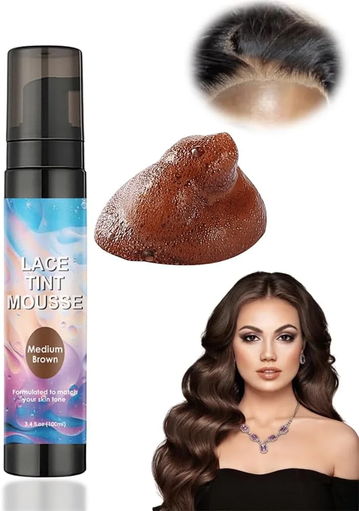 موس رنگی توری Azonee برای کلاه گیس، اسپری کانسیلر فوری ریشه مو، اسپری ذوب کننده توری سریع خشک شونده برای کلاه گیس، قهوه ای متوسط، 100 میلی لیتر