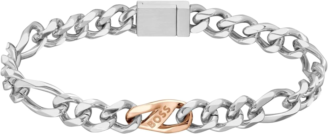 زیورآلات مردانه BOSS، گردنبند یا دستبند زنجیری مجموعه RIAN از استیل ضد زنگ دورنگ