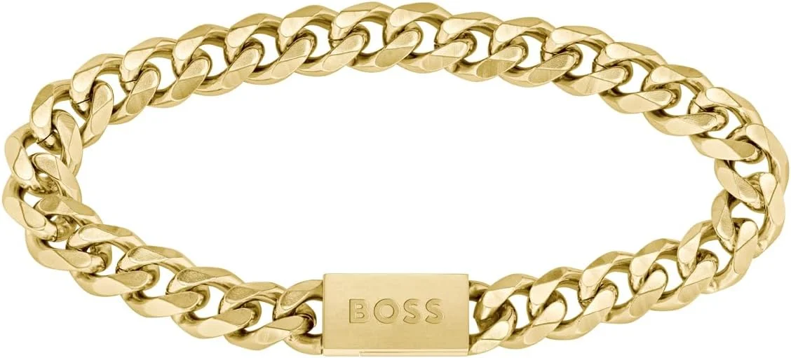 دستبند زنجیری مردانه BOSS Jewelry مدل CHAIN FOR HIM از جنس استیل ضد زنگ - موجود در نسخه های نقره ای یا طلایی