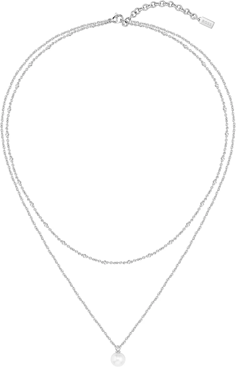 گردنبند زنجیری زنانه هوگو باس مدل Cora از جنس استیل ضد زنگ و مروارید سفید - 1580269