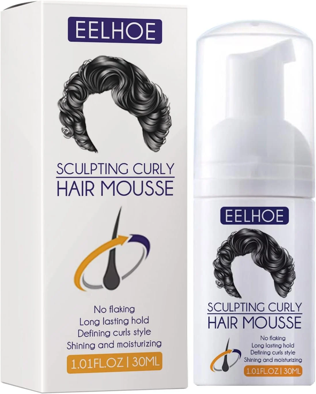 موس موی فر Fawoonu، موس حالت دهنده موی فر 30 میلی لیتر، بدون پوسته پوسته شدن، حالت دهنده بادوام، مشخص کننده فرها، براق کننده و مرطوب کننده