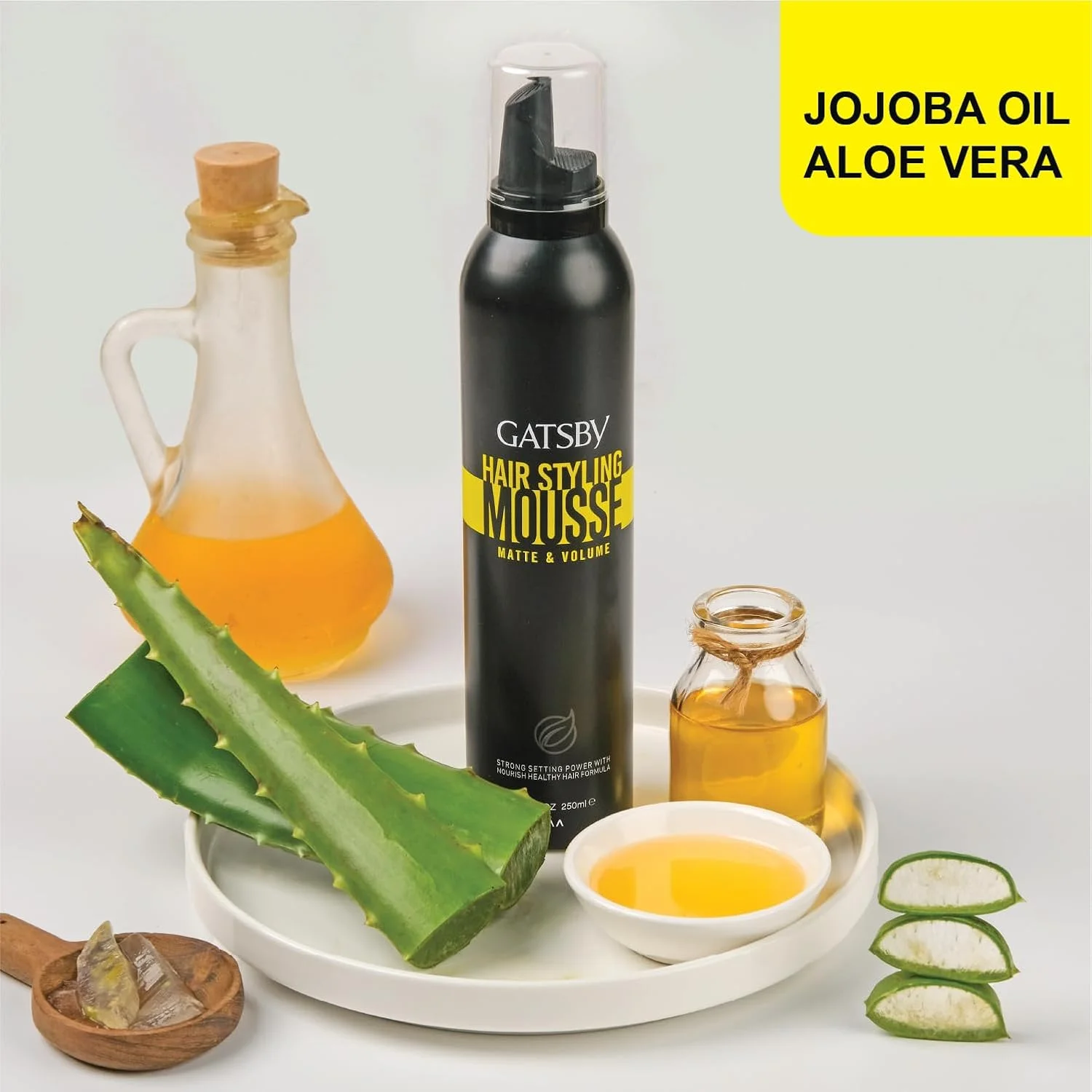 موس حالت دهنده مو گتسبی - مات و حجم دهنده، 250 میلی لیتر | ماندگاری طولانی، حجم زیاد، اثر مات | طبیعی - روغن جوجوبا و آلوئه ورا | ضد رطوبت