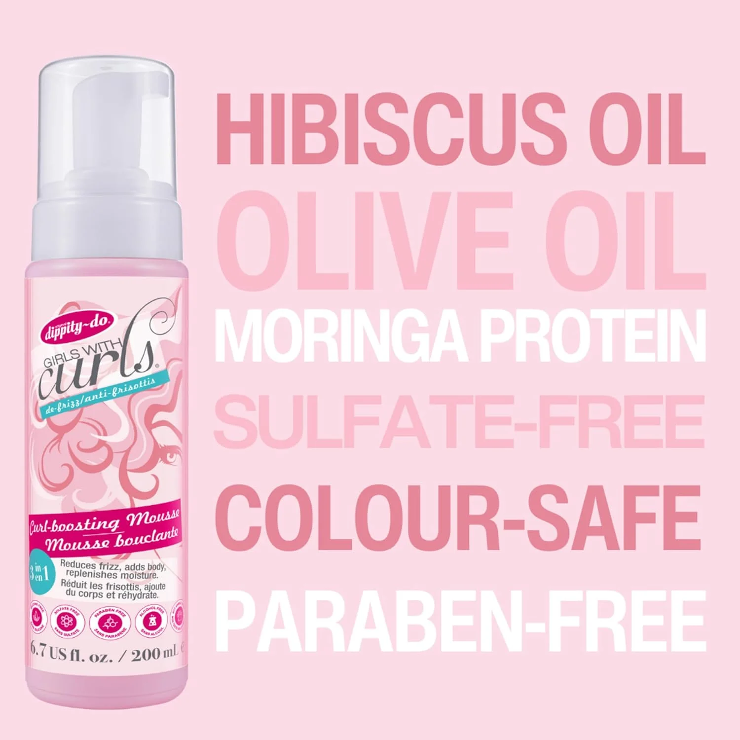 موس حالت دهنده فر دیپیتی دو گرلز ویت کرلز - موس سبک وزن 3 در 1 برای موهای فر و موج دار - حاوی گل بامیه و روغن زیتون برای از بین بردن وز و ایجاد فرهای فنری - 200 میلی لیتر