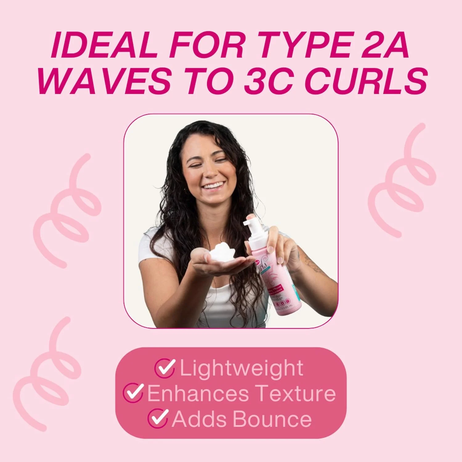 موس حالت دهنده فر دیپیتی دو گرلز ویت کرلز - موس سبک وزن 3 در 1 برای موهای فر و موج دار - حاوی گل بامیه و روغن زیتون برای از بین بردن وز و ایجاد فرهای فنری - 200 میلی لیتر