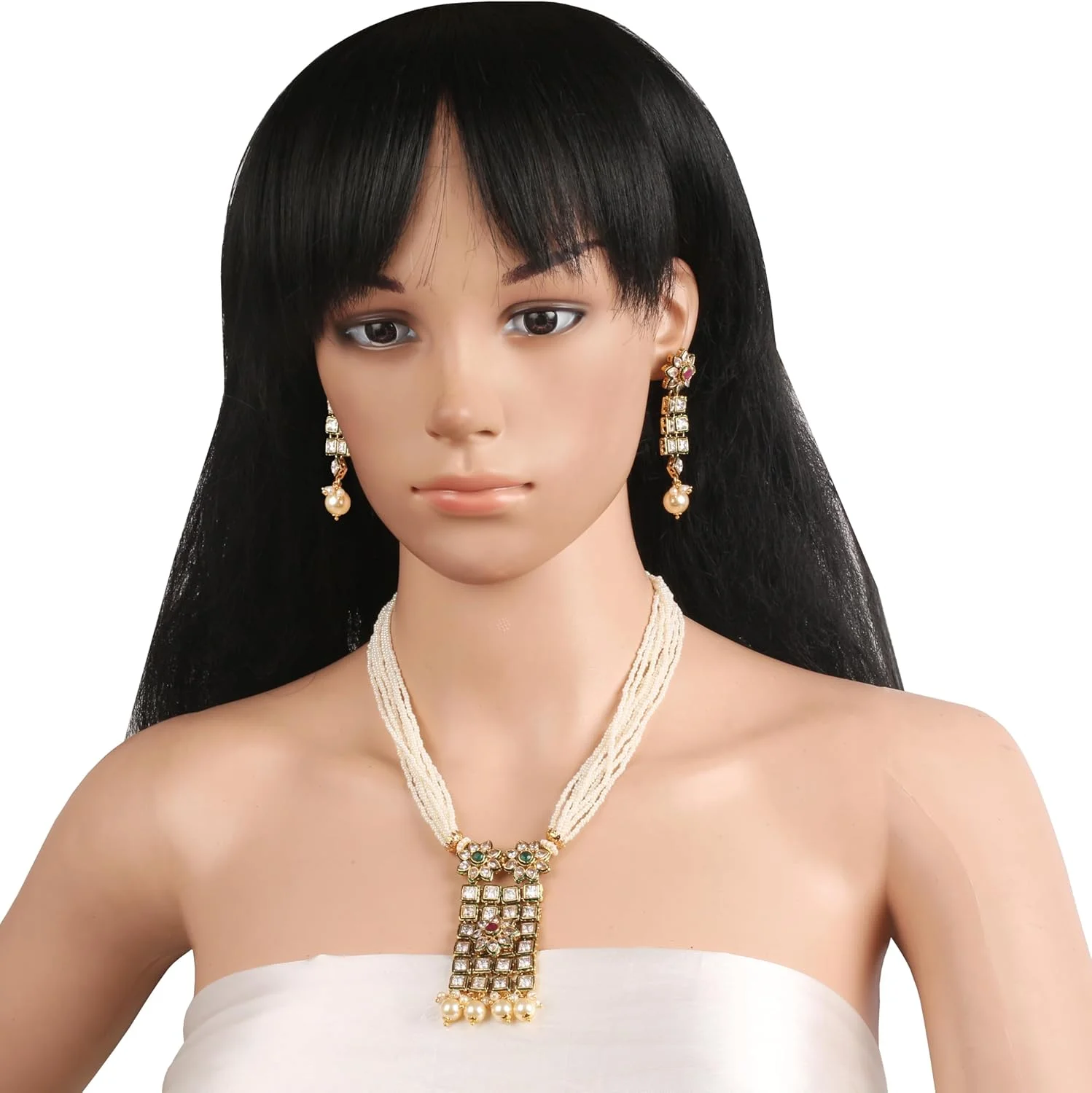 تاچ استون جدید! گوشواره های جواهرات طراح چند لایه مروارید یاقوت زمرد مصنوعی زیرکونیا مکعبی گلدار سلطنتی بالیوود هندی با روکش طلای عتیقه برای زنان به همراه گردنبند. تاچ استون جدید! گوشواره های جواهرات طراح چند لایه مروارید یاقوت زمرد مصنوعی زیرکونیا مکعبی گلدار سلطنتی بالیوود هندی با روکش طلای عتیقه برای زنان به همراه گردنبند.