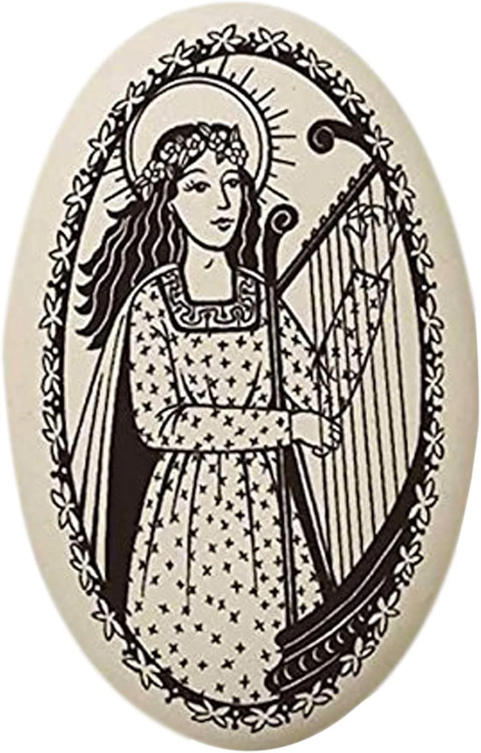 مدال بیضی شکل سرامیکی سنت سیسیلیا از تاچ استون پاتری روی بند بافته شده پیوسته | حامی نوازندگان و خوانندگان، سرامیکی مدال بیضی شکل سرامیکی سنت سیسیلیا از تاچ استون پاتری روی بند بافته شده پیوسته | حامی نوازندگان و خوانندگان، سرامیکی