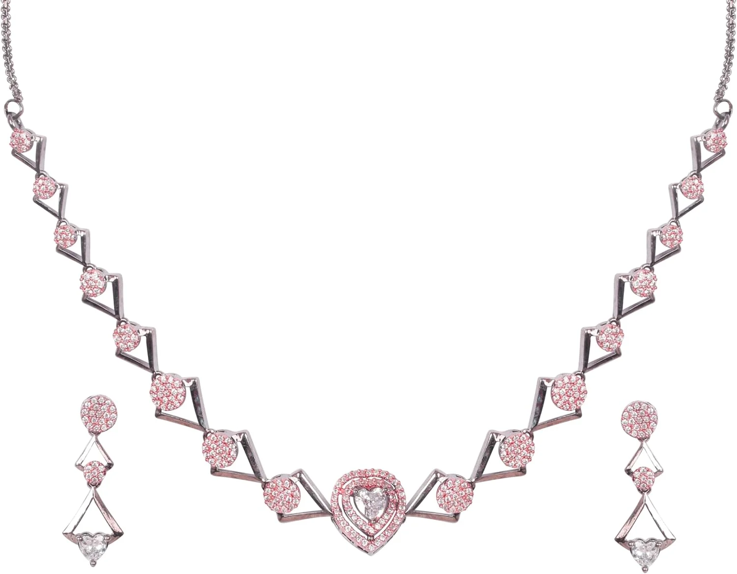 ست گردنبند و گوشواره زنانه تاچ استون با روکش طلای رزگلد عتیقه، طرح الماس مصنوعی، گرد، قلبی، هندسی و زیرکونیا ست گردنبند و گوشواره زنانه تاچ استون با روکش طلای رزگلد عتیقه، طرح الماس مصنوعی، گرد، قلبی، هندسی و زیرکونیا