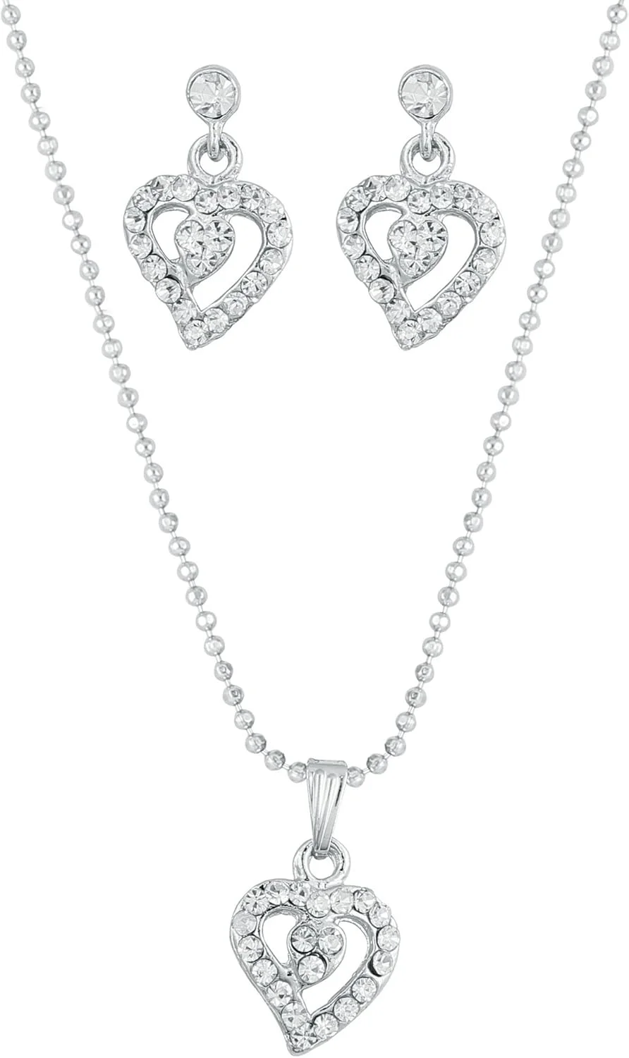 ست آویز و گوشواره تاچ استون طرح قلب های آراسته زنانه ست آویز و گوشواره تاچ استون طرح قلب های آراسته زنانه