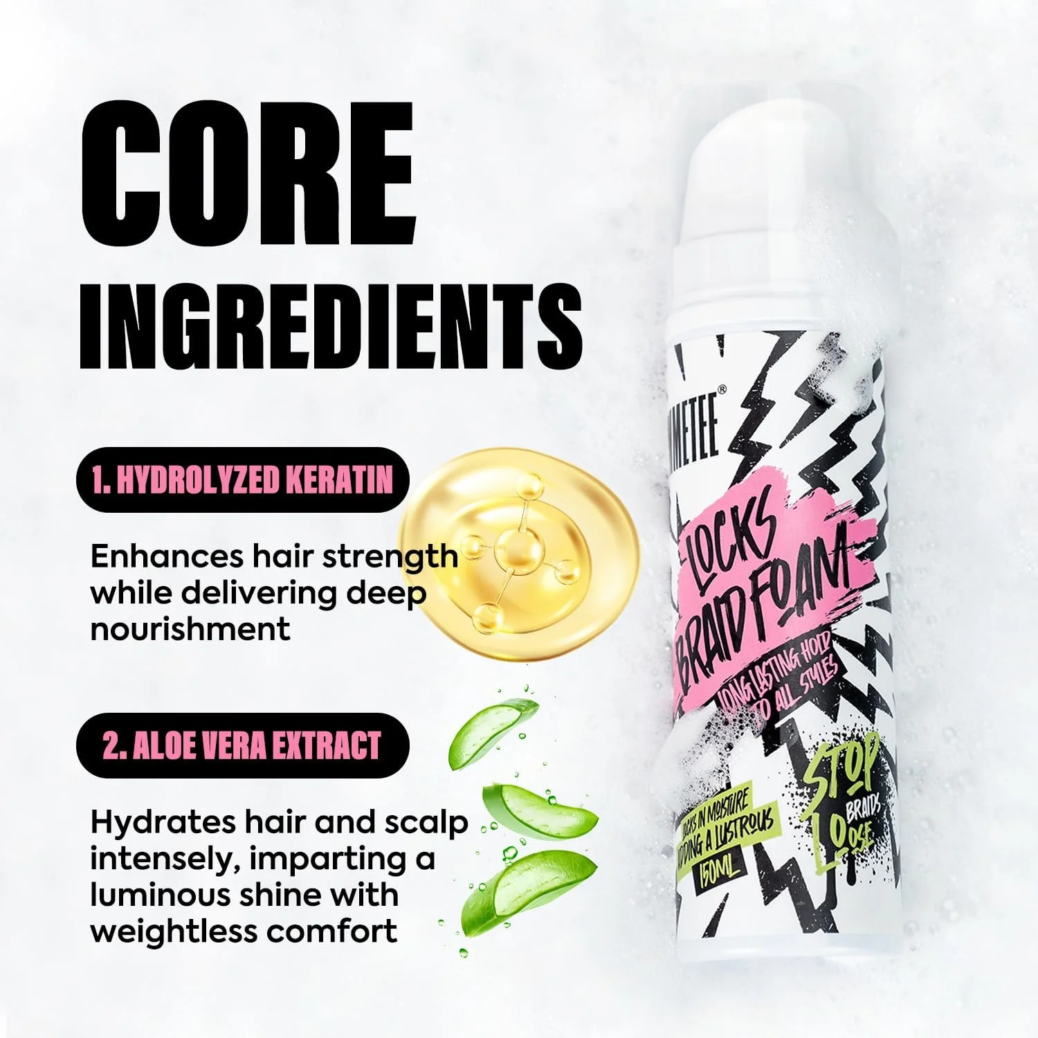 موس موی بافت ایمتی، حالت دهنده و کنترل وز مو، موس درخشان کننده و نگهدارنده قوی برای بافت، تاب و قفل مو. 150 میلی لیتر