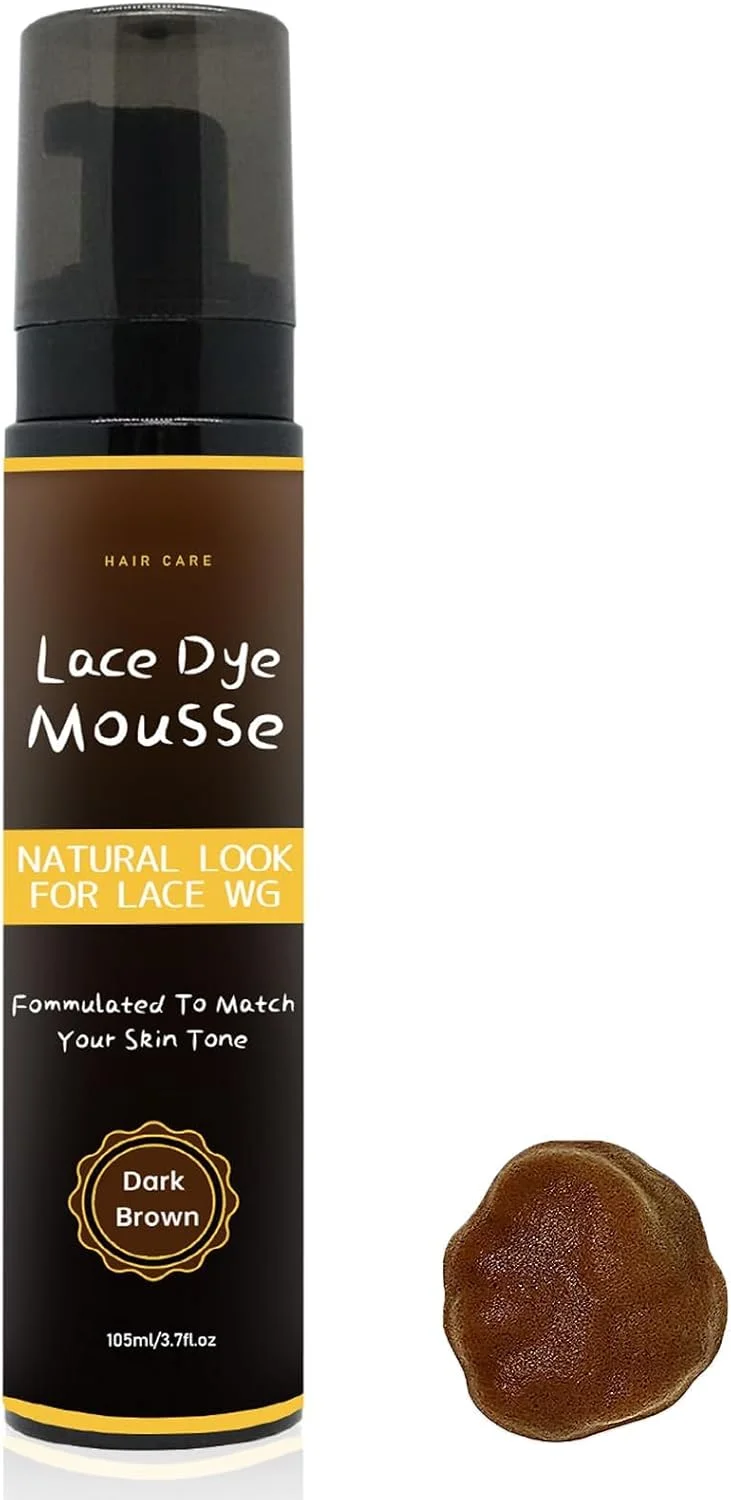 موس رنگی توری مو LBOYLOVE®، اسپری فوم قهوه ای موکا برای کلاه گیس های توری جلویی و تکه های مو، برای کلاه گیس های زنانه و رنگ نهایی طبیعی (قهوه ای تیره)