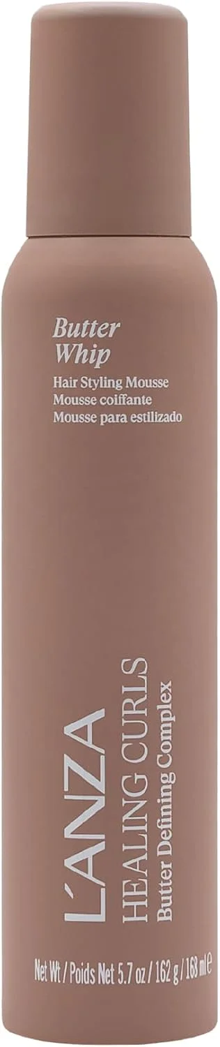 موس حالت دهنده موی فر L'ANZA Healing Curls Butter Whip، موس حالت دهنده مو برای موهای فر، موهای موج دار و موهای آفریقایی، کنترل سبک، محصولات حالت دهنده مو و مراقبت از مو بدون تست حیوانی و وگان