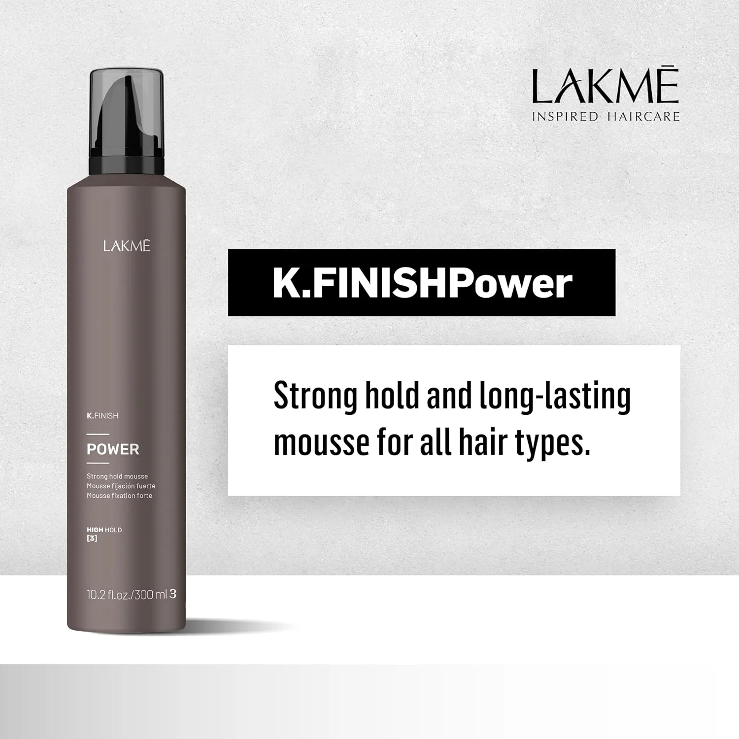 موس حالت دهنده قوی لاکمه K.FINISH POWER با قدرت نگهدارندگی قوی و ماندگاری طولانی برای انواع مو. 300 میلی لیتر موس حالت دهنده قوی لاکمه K.FINISH POWER با قدرت نگهدارندگی قوی و ماندگاری طولانی برای انواع مو. 300 میلی لیتر