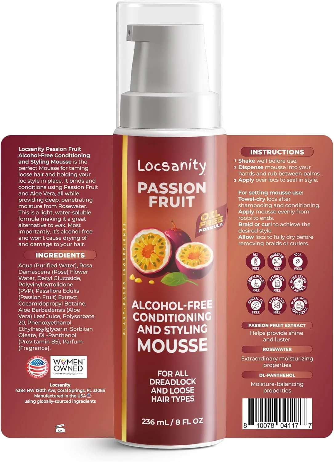 موس حالت دهنده و نرم کننده مو بدون الکل لک سانیتی با رایحه پشن فروت، مناسب برای رولینگ، پیچاندن و قفل کردن مو - مناسب برای در dreadlocks، لاکس، سیسترلاکس، موهای طبیعی باز و braidlocs موس حالت دهنده و نرم کننده مو بدون الکل لک سانیتی با رایحه پشن فروت، مناسب برای رولینگ، پیچاندن و قفل کردن مو - مناسب برای در dreadlocks، لاکس، سیسترلاکس، موهای طبیعی باز و braidlocs