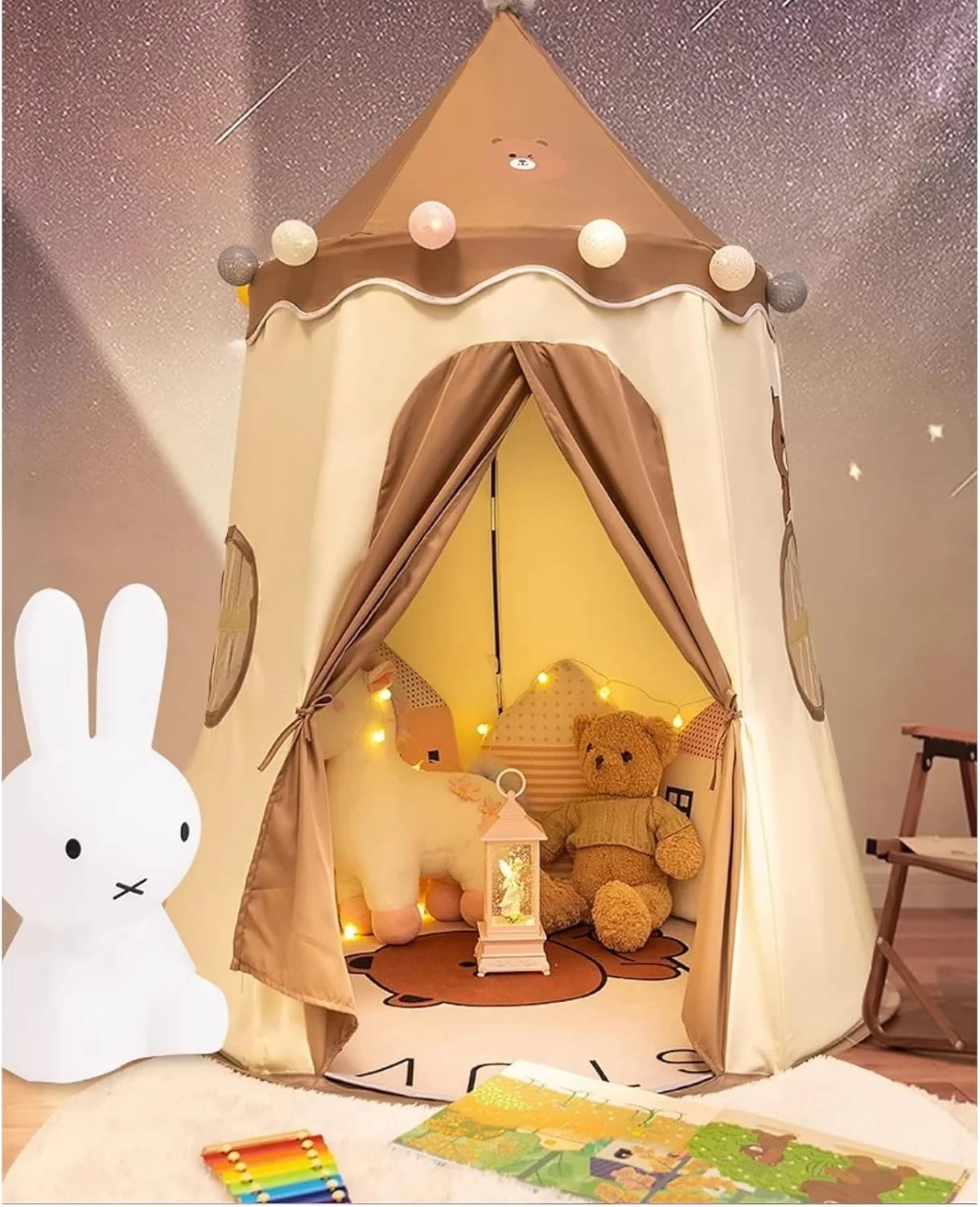 چادر بازی بزرگ کودکانه AM ANNA قهوه ای با دو پنجره، خانه بازی چادری کودکان برای بازی کودکان در داخل خانه، چادر تخت کودک نوپا برای اسباب بازی های پسرانه دخترانه رنگ قهوه ای، چادر کودک نوپا قابل حمل و تاشو چادر بازی بزرگ کودکانه AM ANNA قهوه ای با دو پنجره، خانه بازی چادری کودکان برای بازی کودکان در داخل خانه، چادر تخت کودک نوپا برای اسباب بازی های پسرانه دخترانه رنگ قهوه ای، چادر کودک نوپا قابل حمل و تاشو