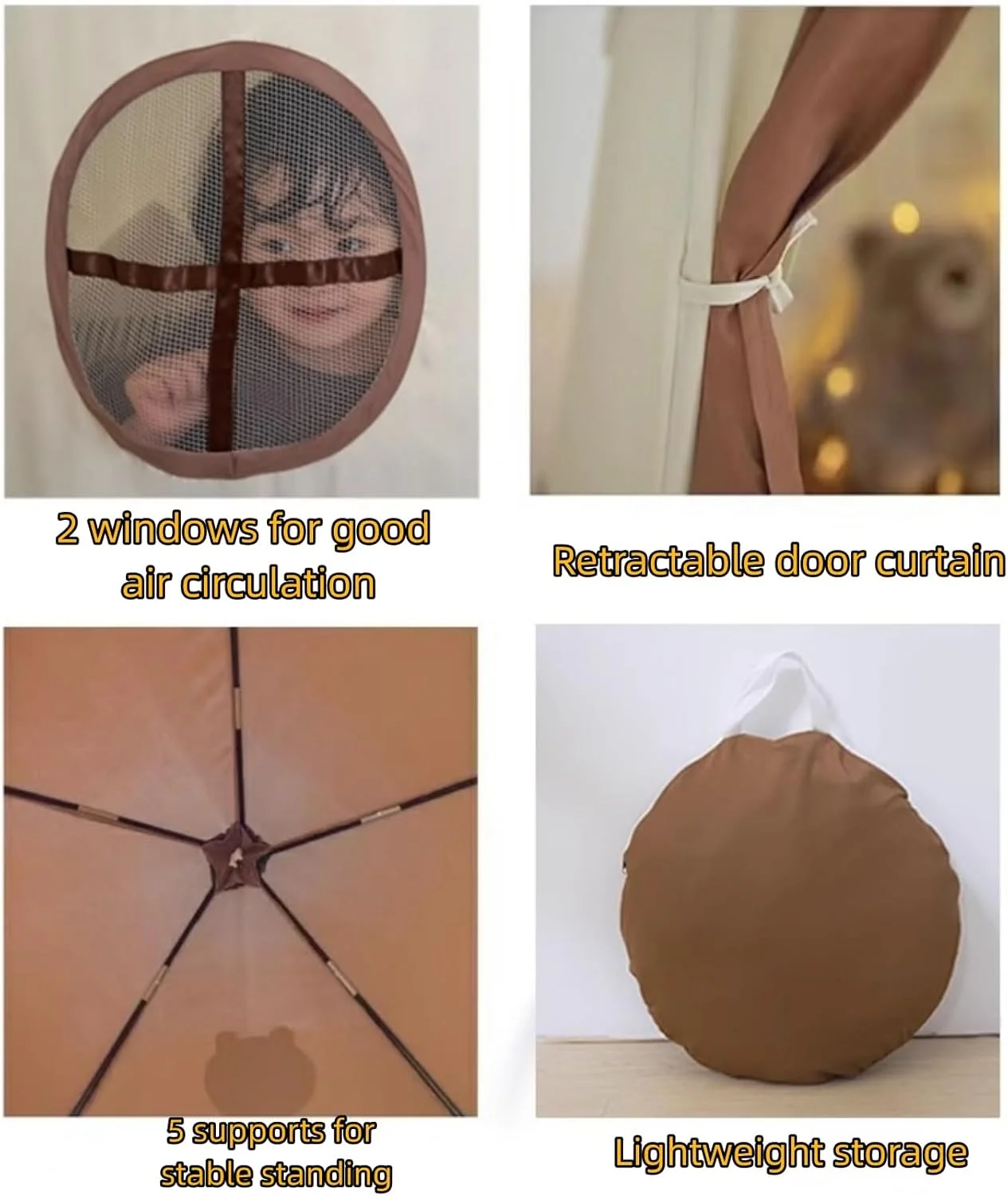 چادر بازی بزرگ کودکانه AM ANNA قهوه ای با دو پنجره، خانه بازی چادری کودکان برای بازی کودکان در داخل خانه، چادر تخت کودک نوپا برای اسباب بازی های پسرانه دخترانه رنگ قهوه ای، چادر کودک نوپا قابل حمل و تاشو چادر بازی بزرگ کودکانه AM ANNA قهوه ای با دو پنجره، خانه بازی چادری کودکان برای بازی کودکان در داخل خانه، چادر تخت کودک نوپا برای اسباب بازی های پسرانه دخترانه رنگ قهوه ای، چادر کودک نوپا قابل حمل و تاشو