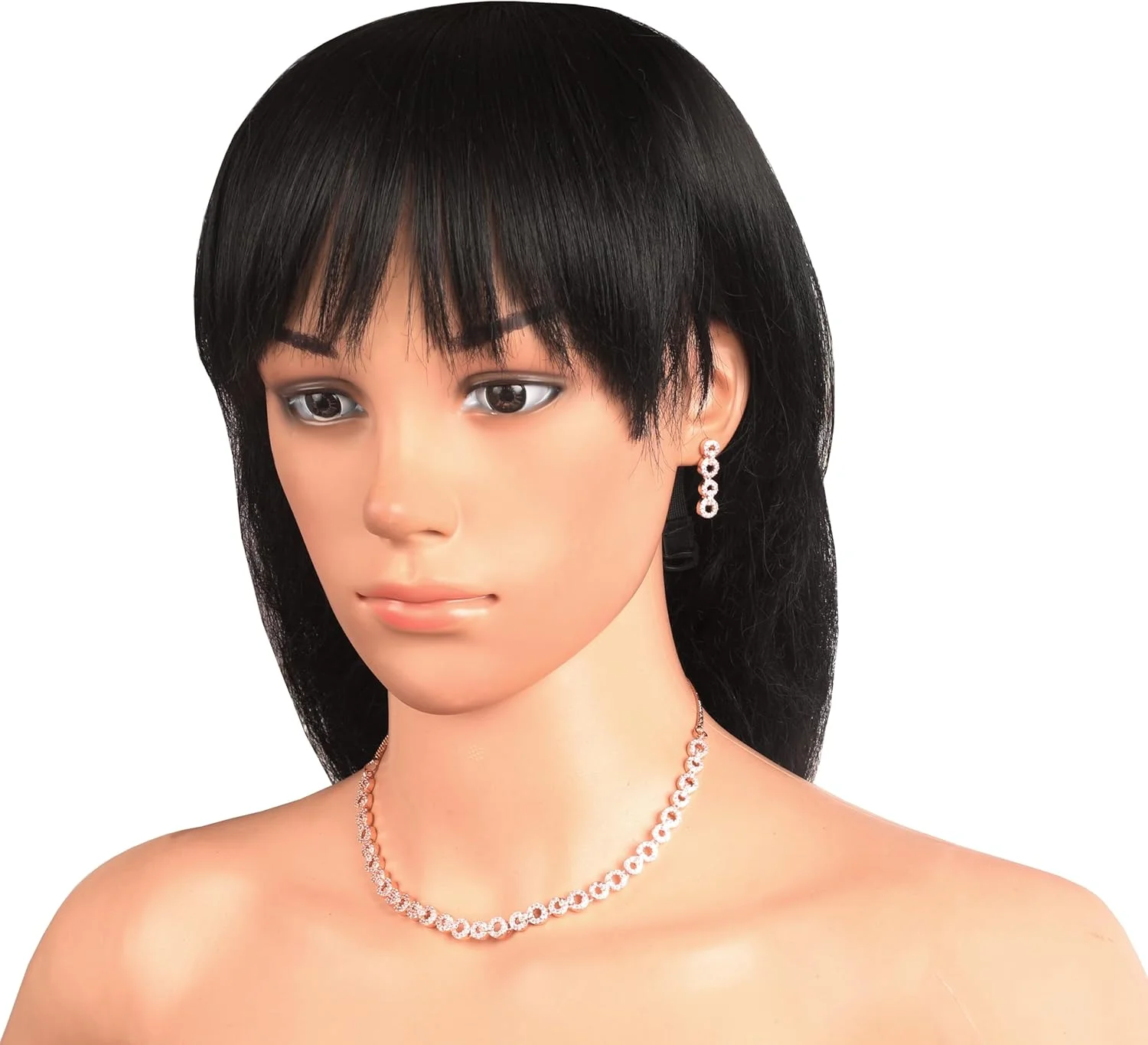 گردنبند و گوشواره زنانه تاچ استون با روکش طلای رزگلد، طرح الماس، برش گرد، زیرکونیا مکعبی، زنجیر ضخیم، جواهرات طراح. گردنبند و گوشواره زنانه تاچ استون با روکش طلای رزگلد، طرح الماس، برش گرد، زیرکونیا مکعبی، زنجیر ضخیم، جواهرات طراح.