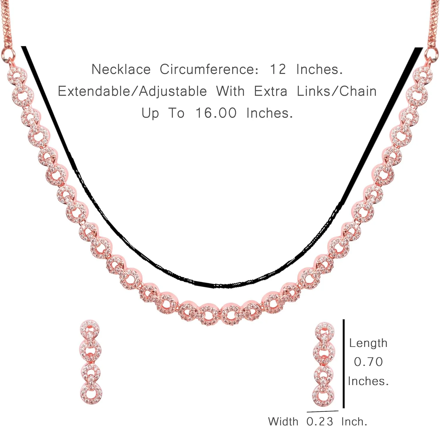 گردنبند و گوشواره زنانه تاچ استون با روکش طلای رزگلد، طرح الماس، برش گرد، زیرکونیا مکعبی، زنجیر ضخیم، جواهرات طراح. گردنبند و گوشواره زنانه تاچ استون با روکش طلای رزگلد، طرح الماس، برش گرد، زیرکونیا مکعبی، زنجیر ضخیم، جواهرات طراح.