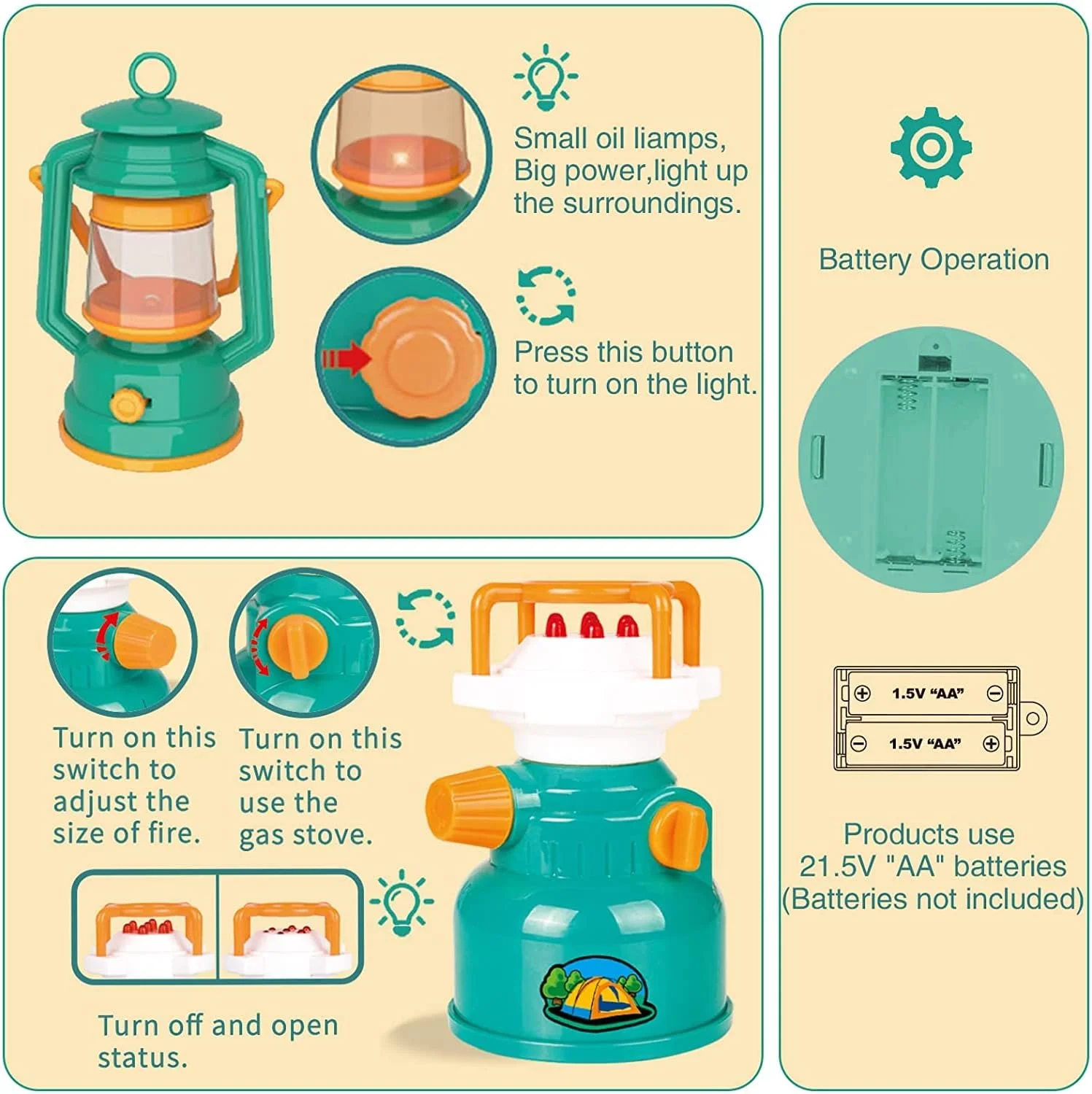 مجموعه کمپینگ کودکان AMERTEER با چادر بازی 19 تکه، چادر پاپ آپ برای کودکان و مجموعه ابزار اسباب بازی کمپینگ برای کودکان نوپا، پسران و دختران، چادر اسباب بازی فضای باز و هدیه تولد مجموعه کمپینگ کودکان AMERTEER با چادر بازی 19 تکه، چادر پاپ آپ برای کودکان و مجموعه ابزار اسباب بازی کمپینگ برای کودکان نوپا، پسران و دختران، چادر اسباب بازی فضای باز و هدیه تولد