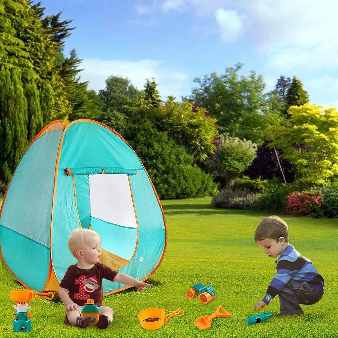 مجموعه کمپینگ کودکان AMERTEER با چادر بازی 19 تکه، چادر پاپ آپ برای کودکان و مجموعه ابزار اسباب بازی کمپینگ برای کودکان نوپا، پسران و دختران، چادر اسباب بازی فضای باز و هدیه تولد مجموعه کمپینگ کودکان AMERTEER با چادر بازی 19 تکه، چادر پاپ آپ برای کودکان و مجموعه ابزار اسباب بازی کمپینگ برای کودکان نوپا، پسران و دختران، چادر اسباب بازی فضای باز و هدیه تولد