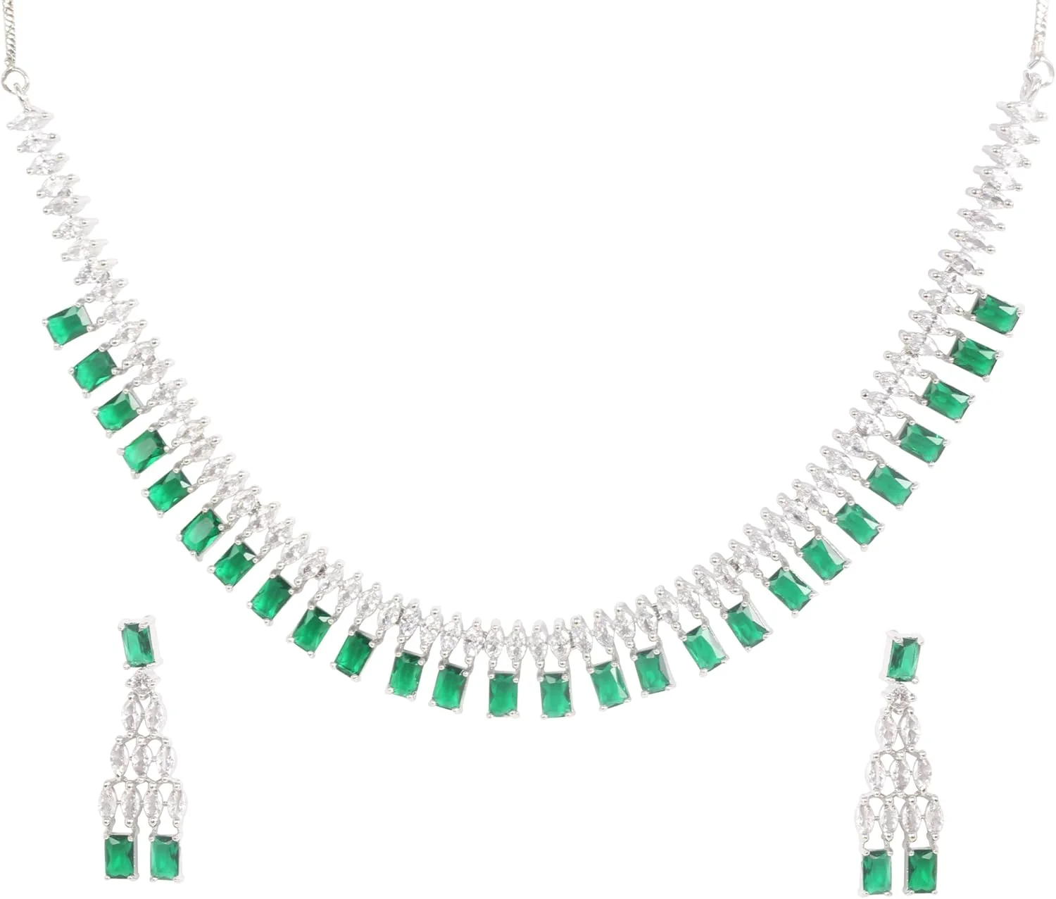 تاچ استون جدید! ست گردنبند زنانه طرح هندی بالیوودی دست ساز، نگین های هندسی اتمی، مارکیز، زیرکونیا، مستطیلی، زمرد مصنوعی، روکش طلای سفید. تاچ استون جدید! ست گردنبند زنانه طرح هندی بالیوودی دست ساز، نگین های هندسی اتمی، مارکیز، زیرکونیا، مستطیلی، زمرد مصنوعی، روکش طلای سفید.