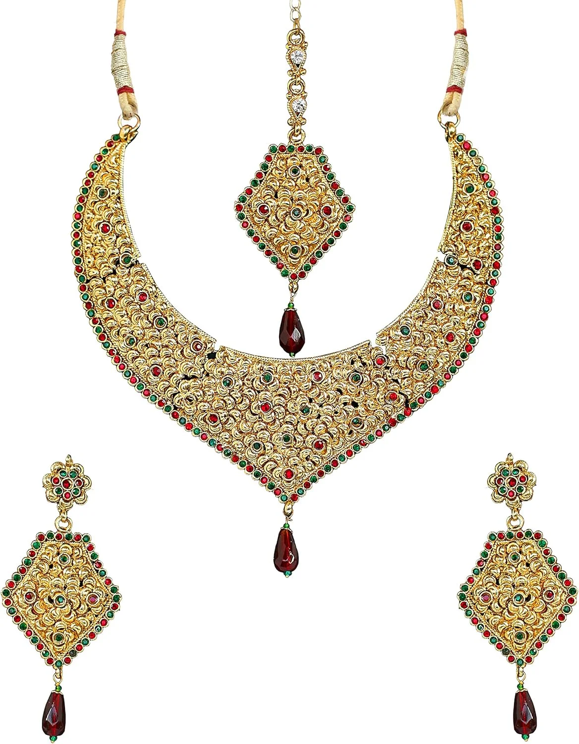 ست گردنبند و مانگ تیکا زنانه تاچ استون