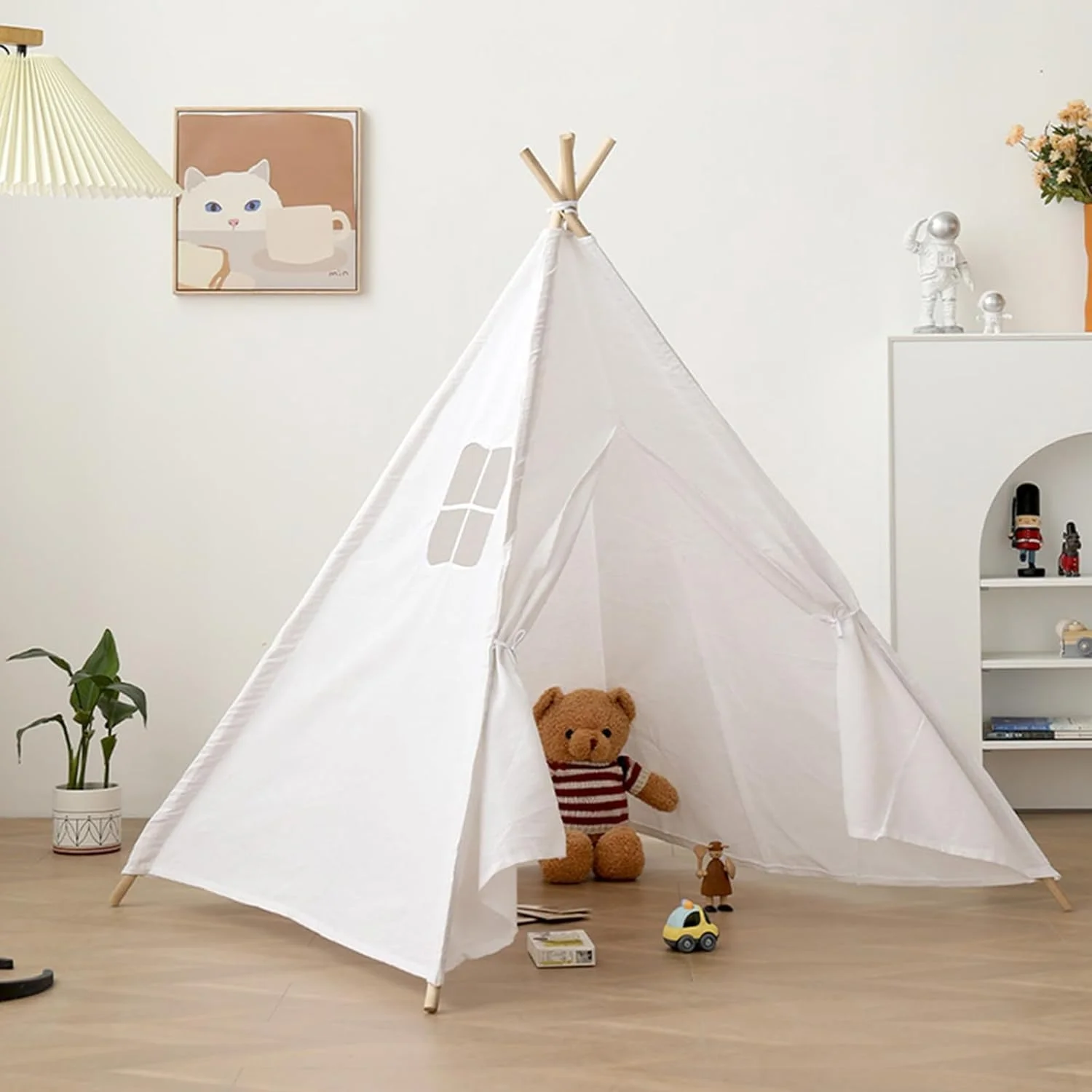 چادر تیپی AUTOYSUR برای کودکان، چادر بازی تاشو برای کودکان، چادر بازی خانه بازی هدیه دخترانه پسرانه برای بازی های داخل خانه کودکان با بوم پنبه ای، میله های صیقلی (سفید) چادر تیپی AUTOYSUR برای کودکان، چادر بازی تاشو برای کودکان، چادر بازی خانه بازی هدیه دخترانه پسرانه برای بازی های داخل خانه کودکان با بوم پنبه ای، میله های صیقلی (سفید)