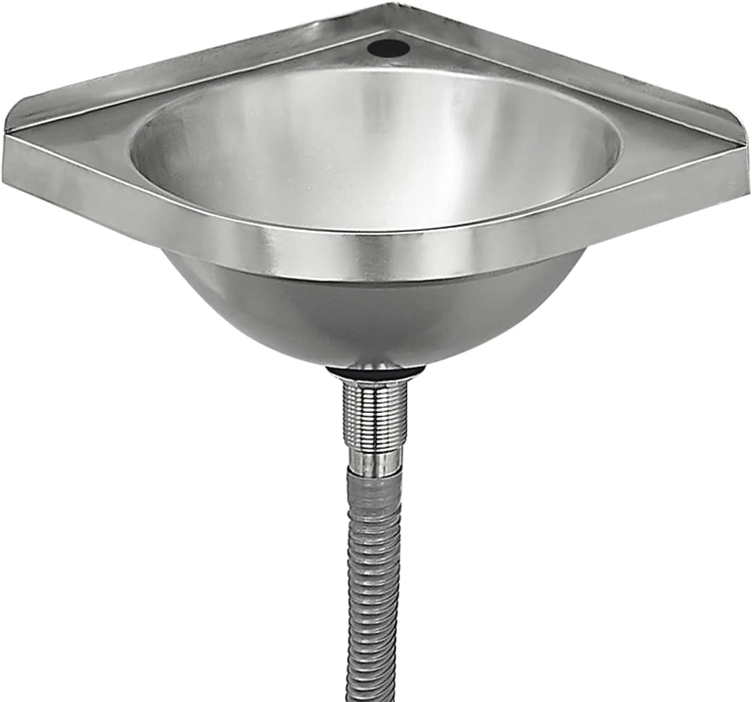 سینک ظرفشویی آشپزخانه، روشویی استیل دیواری گوشه ای، روشویی حمام، روشویی رومیزی حمام، سینک تک لگنه با شیر و لوله تخلیه، مناسب برای استفاده در بارها، کافه ها، آشپزخانه ها