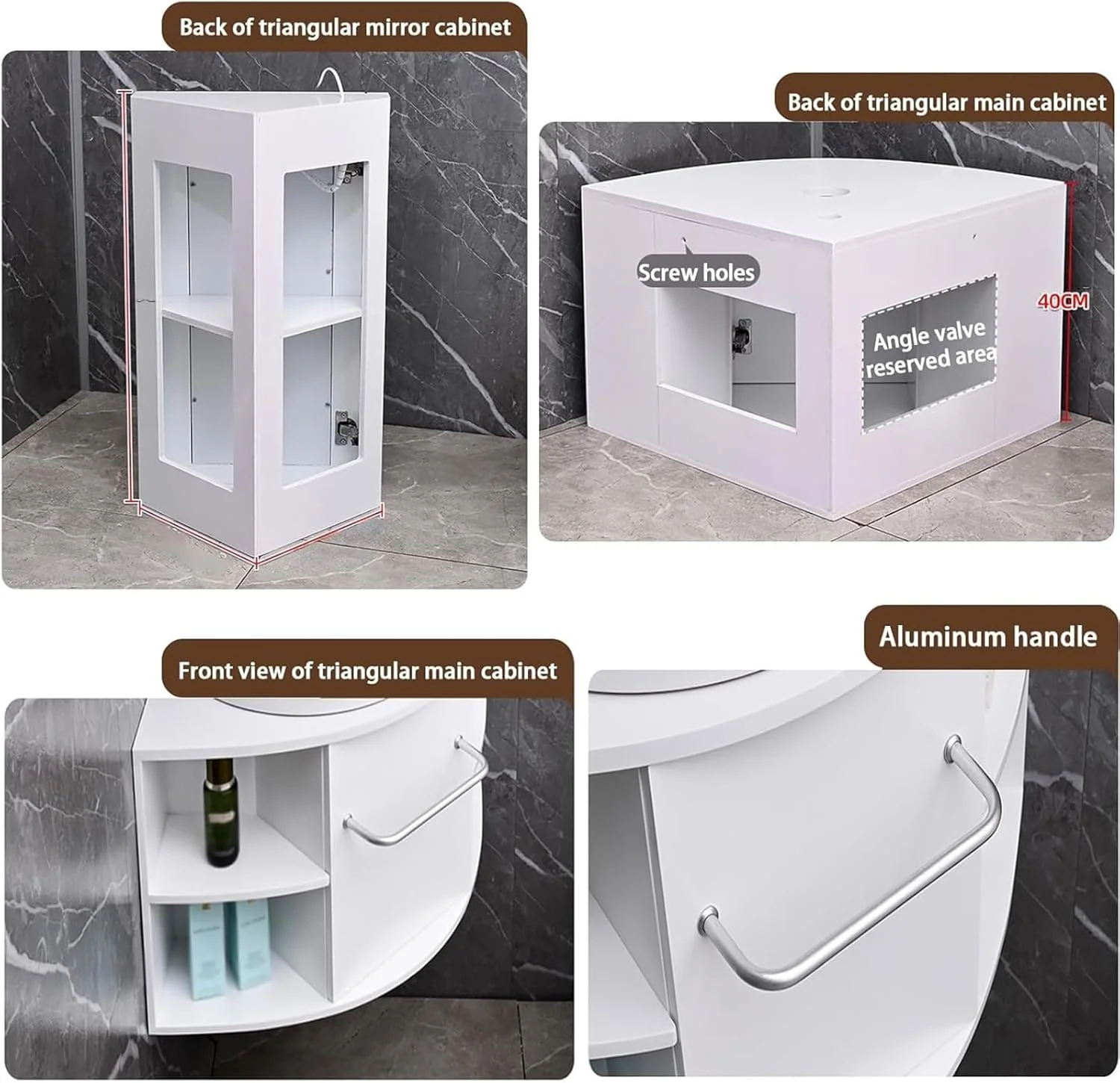 روشویی کنجی رایانانگ، کابینت PVC، کاسه گرد سرامیکی برای فضاهای کوچک