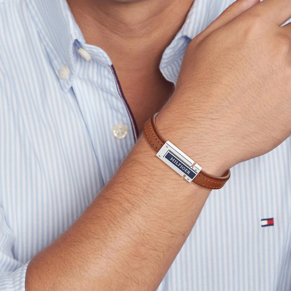 دستبند چرمی مردانه تامی هیلفیگر مدل SS24 FLAT - 2790559
