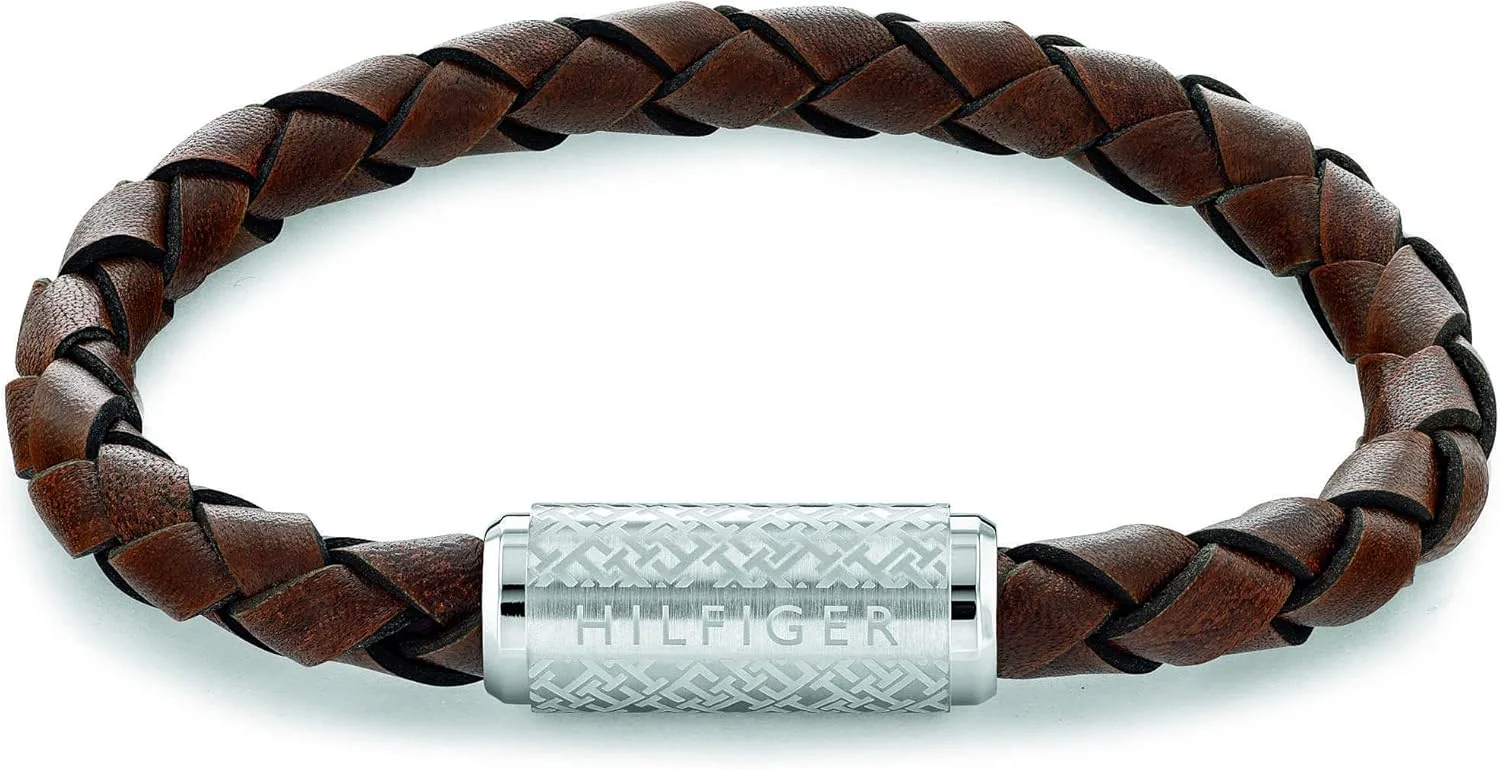 دستبند چرمی بافت مردانه تامی هیلفیگر مدل TH BRAID