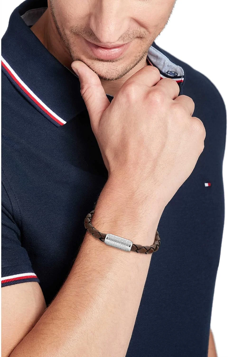دستبند چرمی بافت مردانه تامی هیلفیگر مدل TH BRAID