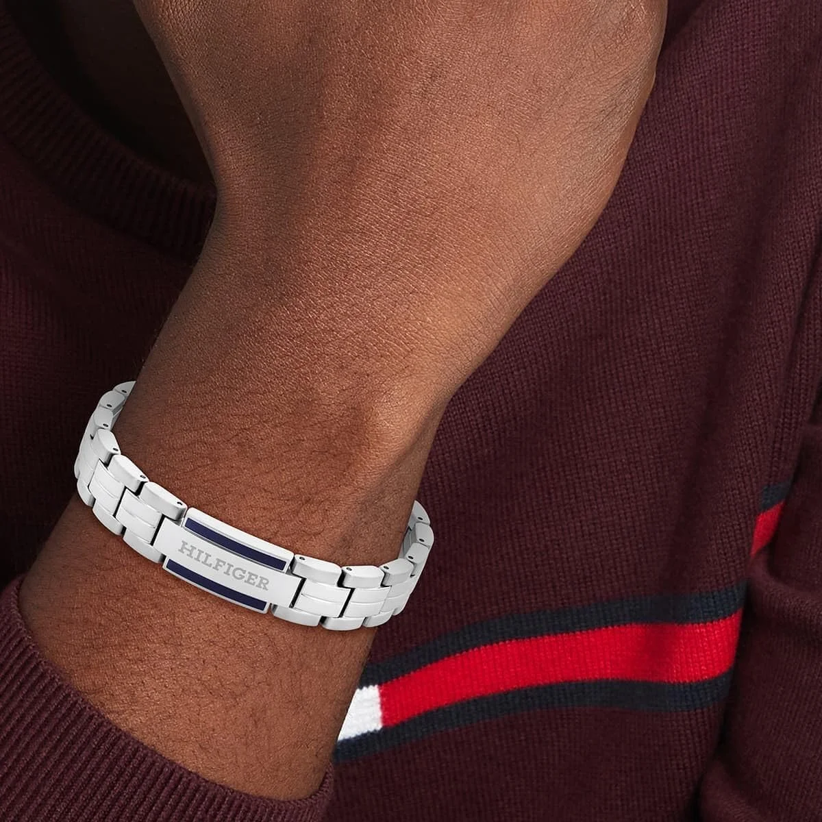 دستبند زنجیری مردانه تامی هیلفیگر از جنس استیل ضد زنگ - 2790600 دستبند زنجیری مردانه تامی هیلفیگر از جنس استیل ضد زنگ - 2790600