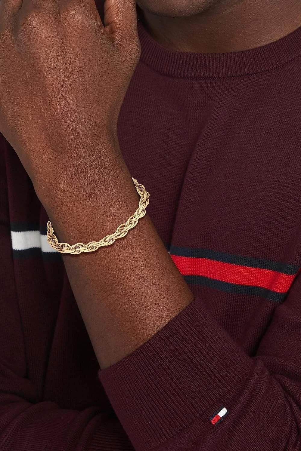 دستبند زنجیری طنابی مردانه تامی هیلفیگر دستبند زنجیری طنابی مردانه تامی هیلفیگر