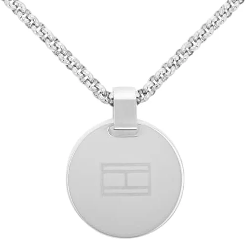 گردنبند زنانه تامی هیلفیگر استیل ضد زنگ با سنگ سودالیت آبی، رنگ: نقره ای (مدل: 2780655)، متوسط، استیل ضد زنگ، سودالیت