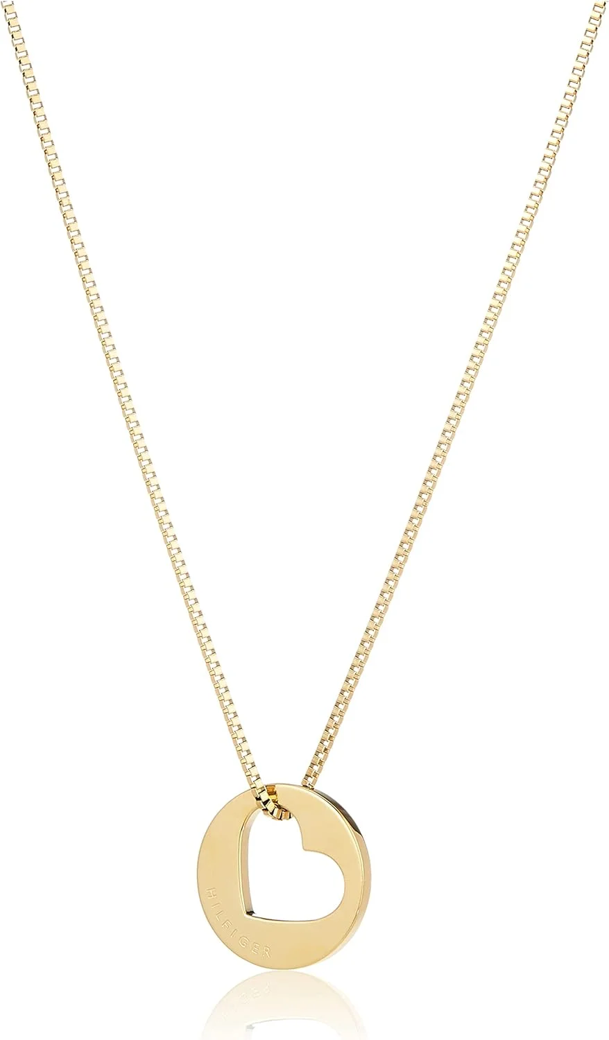 گردنبند زنجیری آویز قلب حکاکی شده زنانه تامی هیلفیگر، طلایی گردنبند زنجیری آویز قلب حکاکی شده زنانه تامی هیلفیگر، طلایی