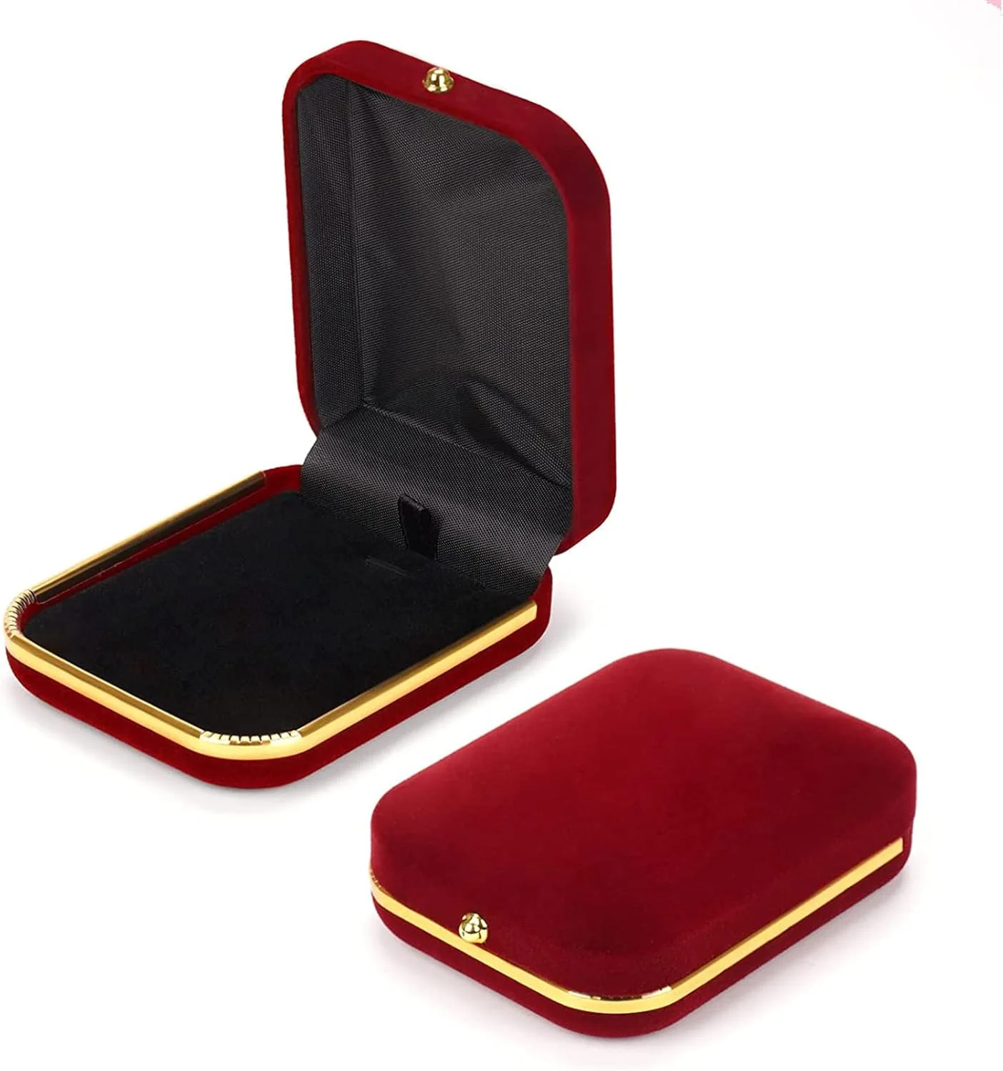 جعبه های هدیه جواهرات آویز گردنبند مخملی SYOSI، جعبه های گوشواره برای روز شکرگزاری، تولد، عروسی، ویترین جواهرات کریسمس (شرابی)