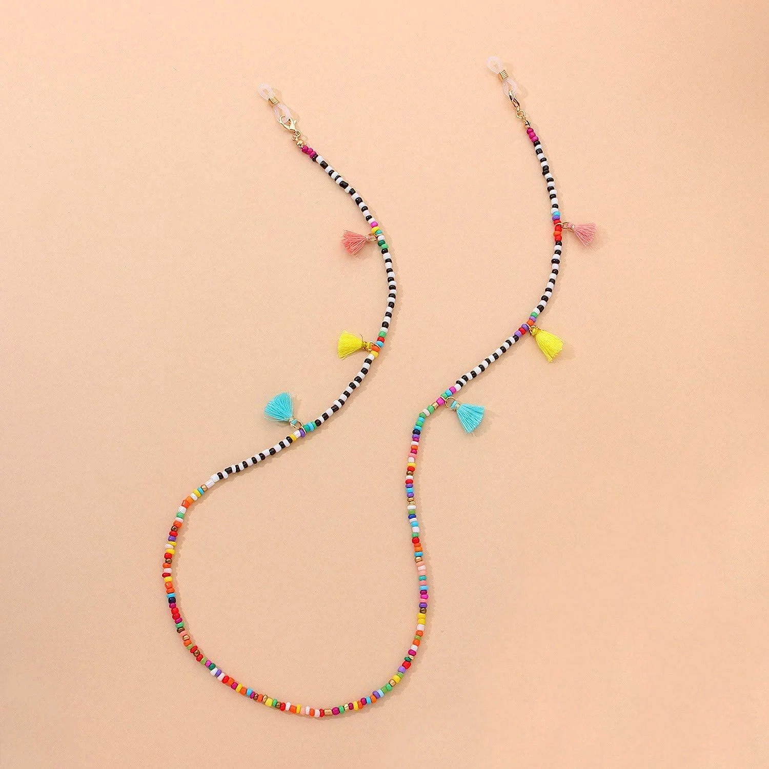 بند عینک مهره دار شیک با نگهدارنده عینک آفتابی - بند گردنبند مد روز برای زنان بند عینک مهره دار شیک با نگهدارنده عینک آفتابی - بند گردنبند مد روز برای زنان