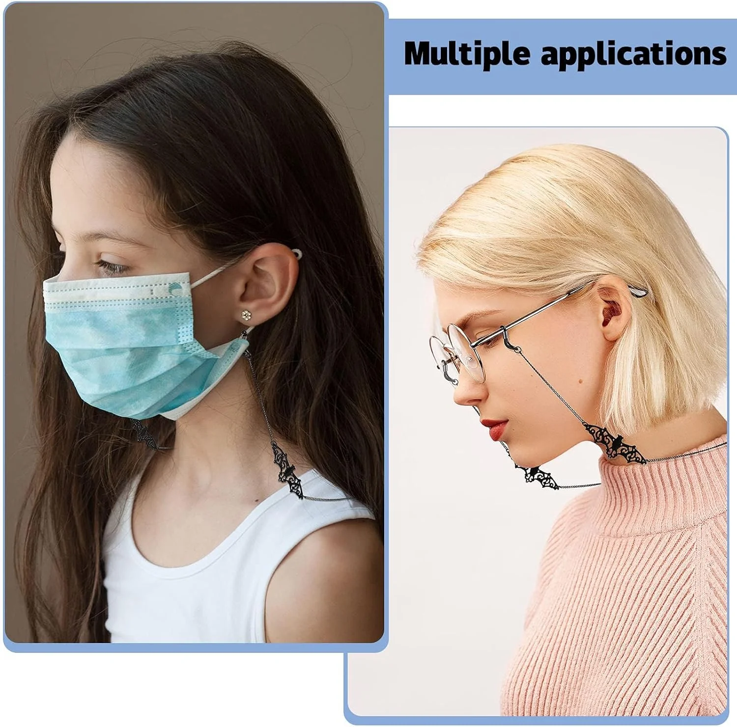 بند عینک خفاشی SYOSI، 2 عدد گردنبند عینک آفتابی و عینک طبی، نگهدارنده بند خفاشی مشکی برای عینک، ایده آل برای لوازم جانبی مهمانی، مناسب برای خانم ها و آقایان بند عینک خفاشی SYOSI، 2 عدد گردنبند عینک آفتابی و عینک طبی، نگهدارنده بند خفاشی مشکی برای عینک، ایده آل برای لوازم جانبی مهمانی، مناسب برای خانم ها و آقایان