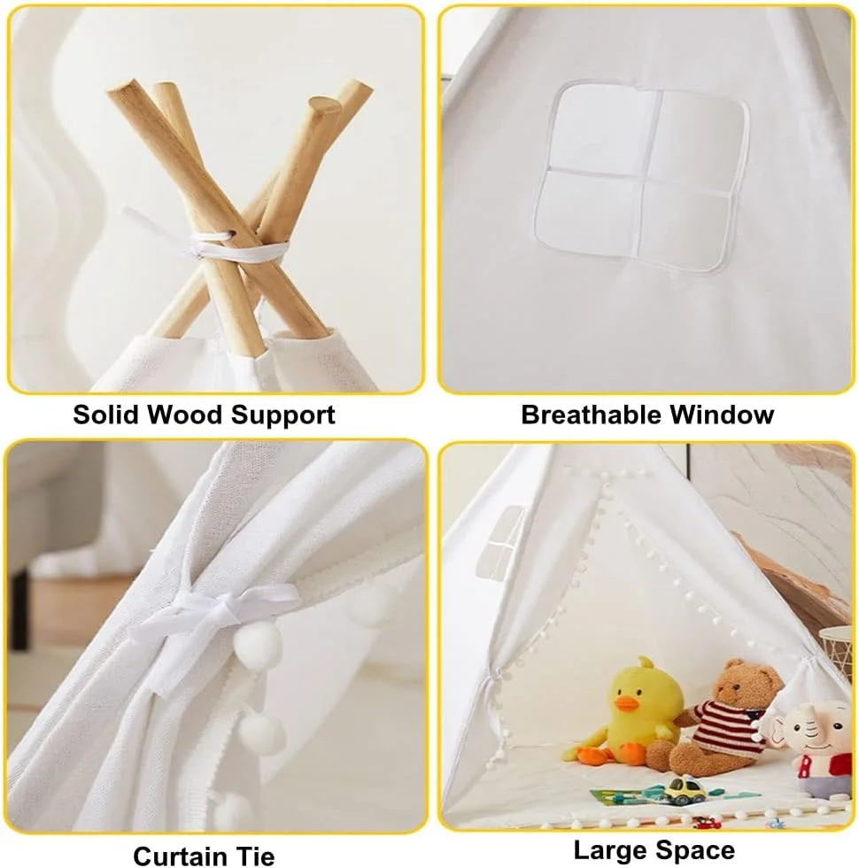 چادر تیپی تاشو COOLBABY برای کودکان، چادرهای بازی با چراغ های ریسه ای، چادر تیپی کودکان برای دختران و پسران، چادر بازی تاشو و قابل شستشو، 140 * 140 * 145 سانتی متر، سفید چادر تیپی تاشو COOLBABY برای کودکان، چادرهای بازی با چراغ های ریسه ای، چادر تیپی کودکان برای دختران و پسران، چادر بازی تاشو و قابل شستشو، 140 * 140 * 145 سانتی متر، سفید