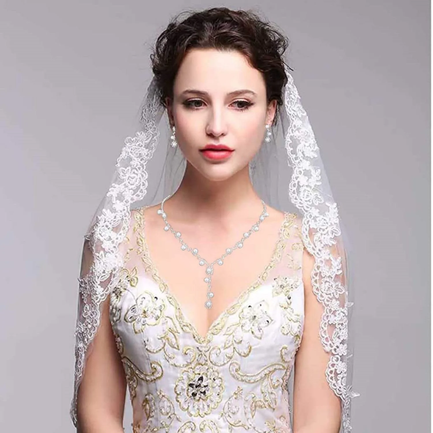 ست جواهرات عروس SYOSI برای عروسی، گردنبند و گوشواره نقره ای نگین دار برای عروس و ساقدوش عروس، لوازم جانبی کریستالی برای زنان و دختران ست جواهرات عروس SYOSI برای عروسی، گردنبند و گوشواره نقره ای نگین دار برای عروس و ساقدوش عروس، لوازم جانبی کریستالی برای زنان و دختران